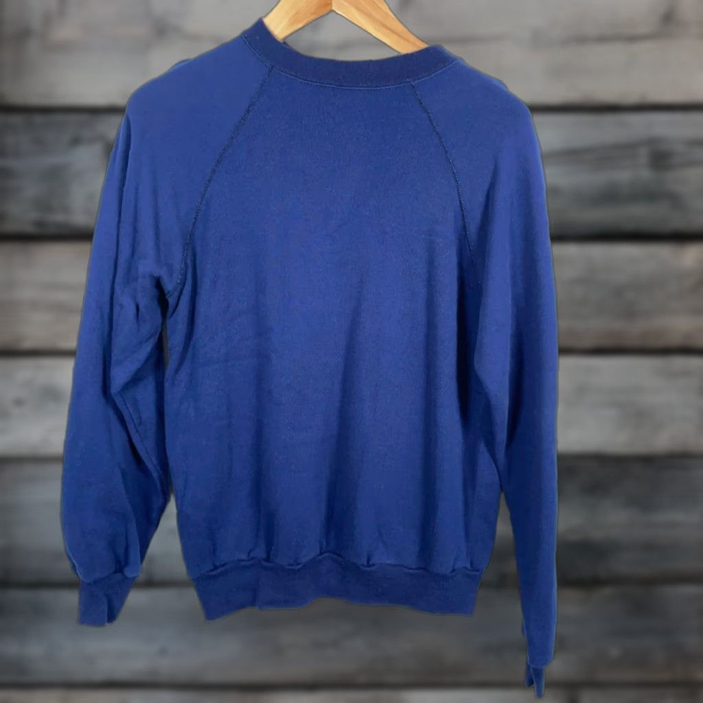Tultex VINTAGE Tultex Sweatshirt Raglan Sleeve Dark Blue 80s Repurposed Medium Adult Mens Raglan Sleeve Size US M / EU 48-50 / 2 - 1 Thumbnail