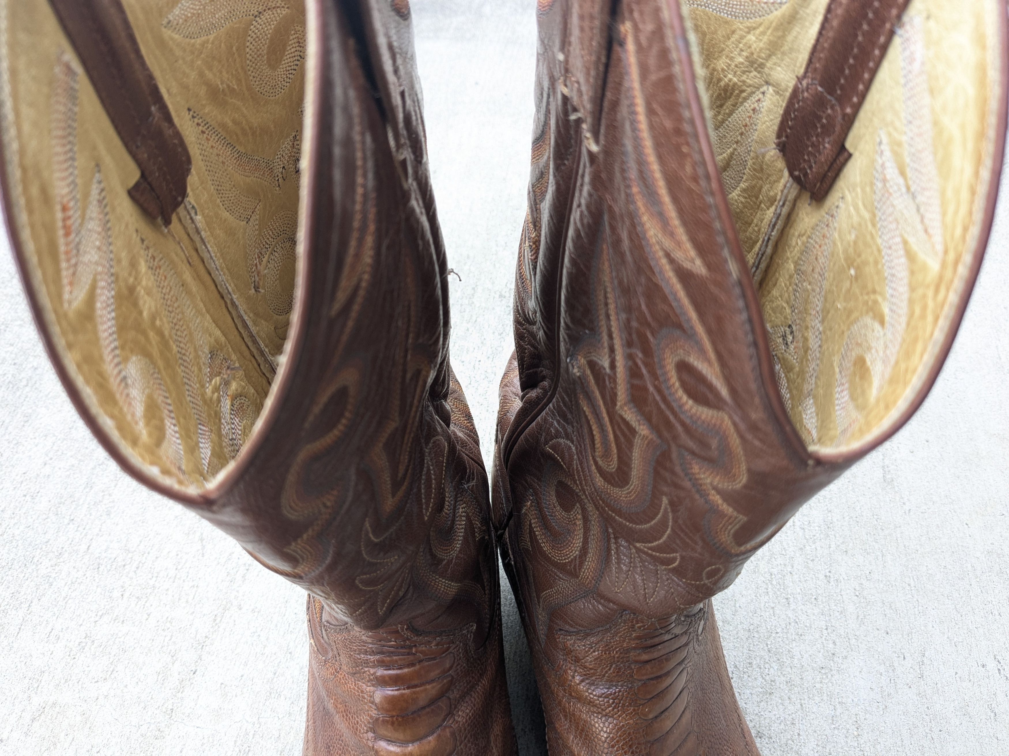Genuine Leather Panhandle Slim Cowboy Boots 10 D Brown Mexico Botas Size US 10 / EU 43 - 4 Thumbnail