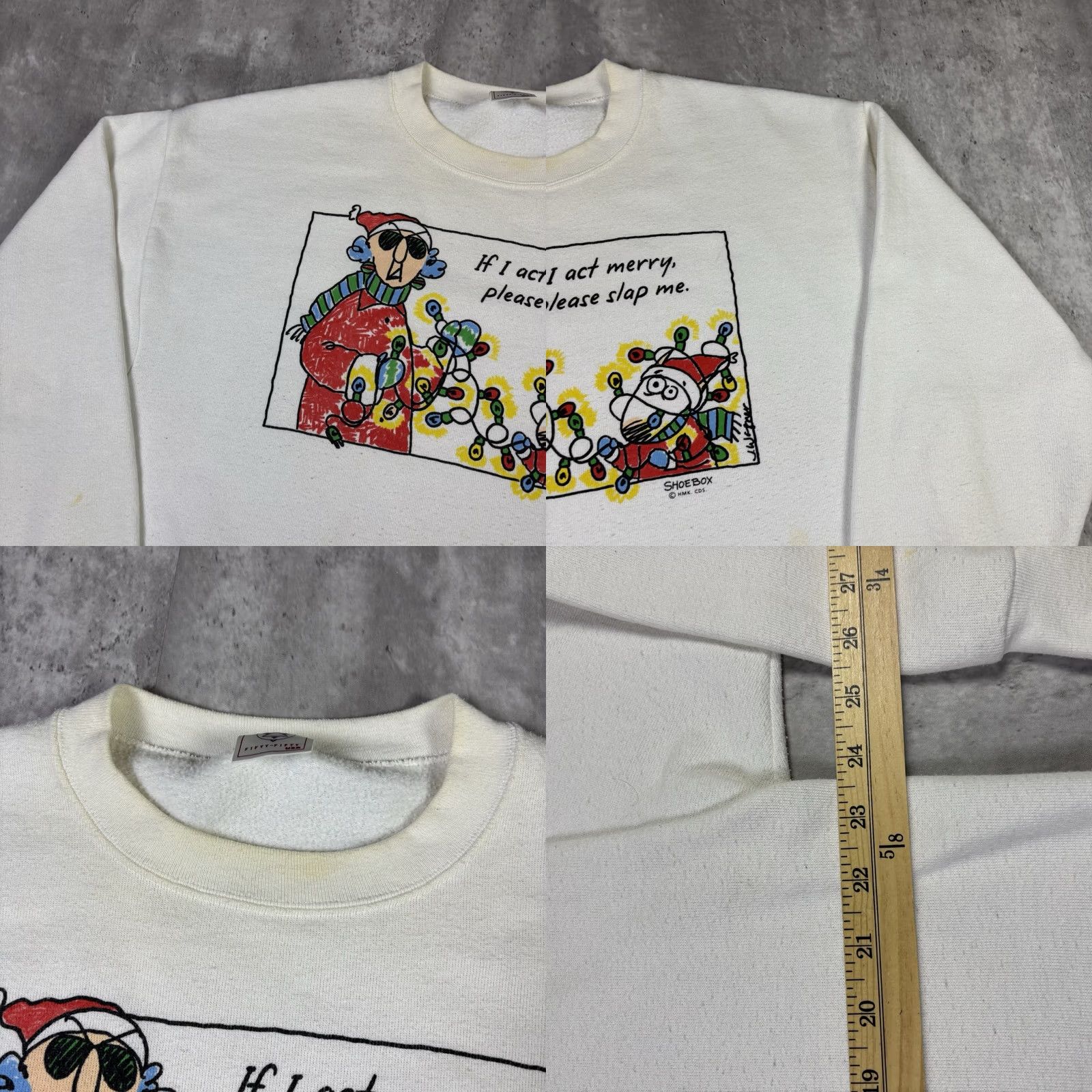 Vintage VINTAGE 90s Funny Christmas Quote Pullover Crewneck Sweatshirt Adult XL White Cotton Fleece Graphic Print Ghost 90s Men Mens Size US XL / EU 56 / 4 - 8 Thumbnail