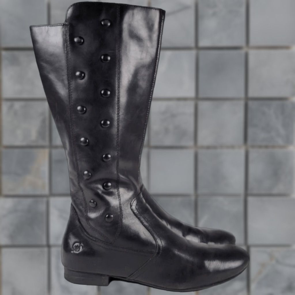 Born Born Women’s Boots Knee High Zipper Casual Black Leather Upper Women’s Size 6.5 M 6.5 Casual Boots Size US 7 / IT 37 - 1 Thumbnail
