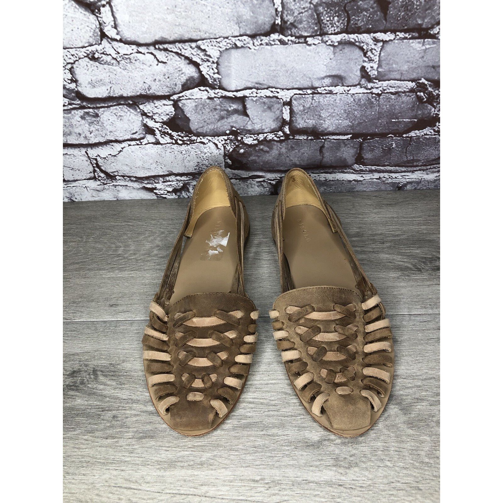 Nisolo NISOLO Tan Brown Huarache Leather Woven Flats Sandals Women Size US 10 / IT 40 - 16 Thumbnail
