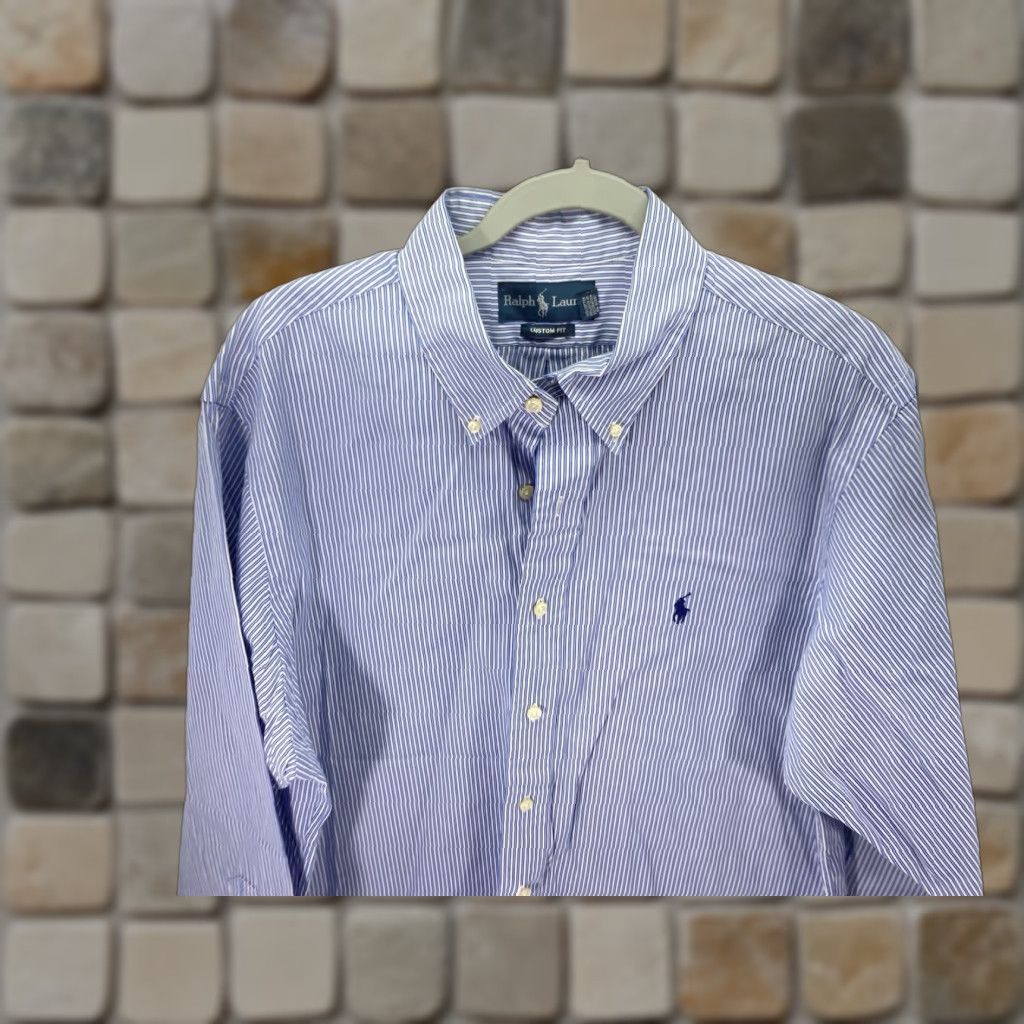 Ralph Lauren Ralph Lauren Shirt Men XL Blue Stripe Button Long Sleeve Custom Fit 17/33 Size US XL / EU 56 / 4 - 1 Thumbnail