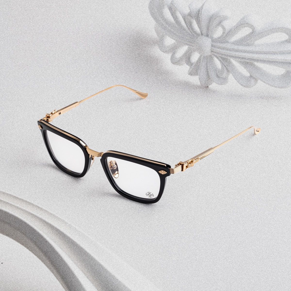 Chrome Hearts CHROME HEARTS OVERPOKED BLACK-PLASTIC / GOLD PLATED GLASSES Size ONE SIZE - 2 Thumbnail