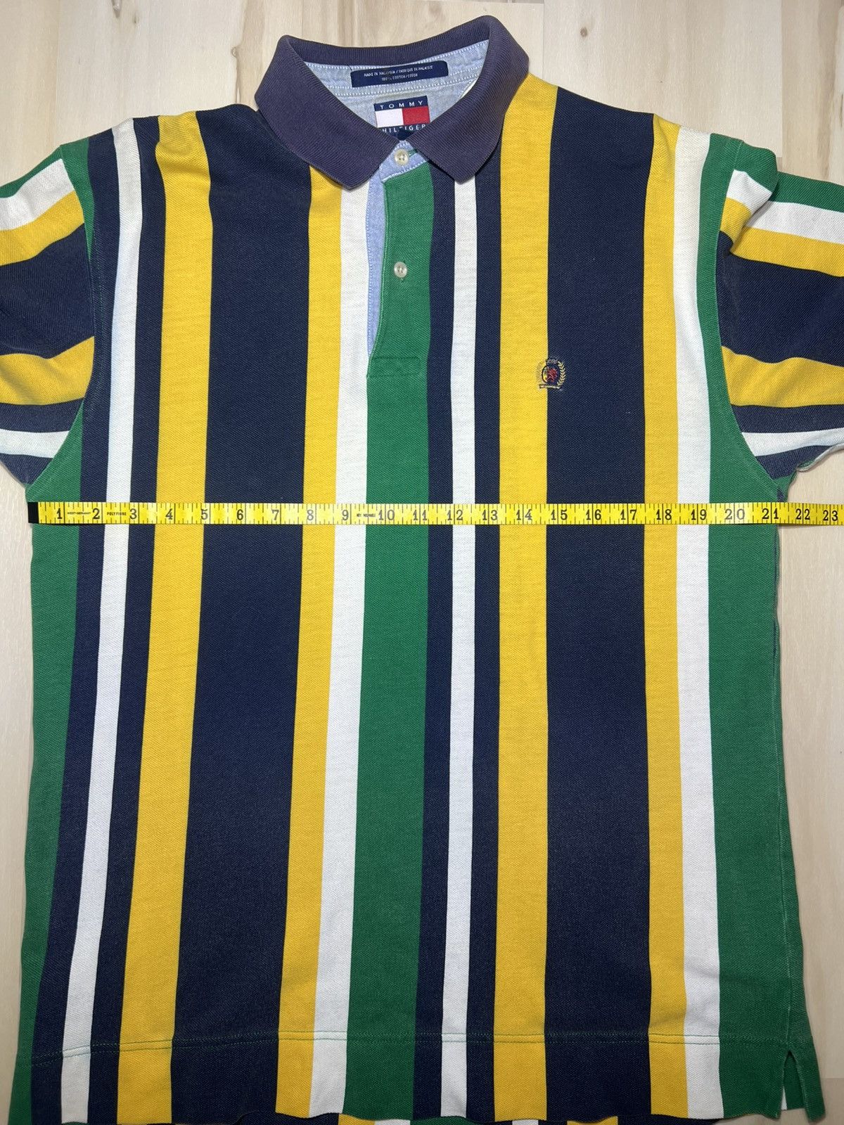 Tommy Hilfiger Vintage Tommy Hilfiger Polo Shirt Medium 90s Striped yellow Size US M / EU 48-50 / 2 - 6 Thumbnail
