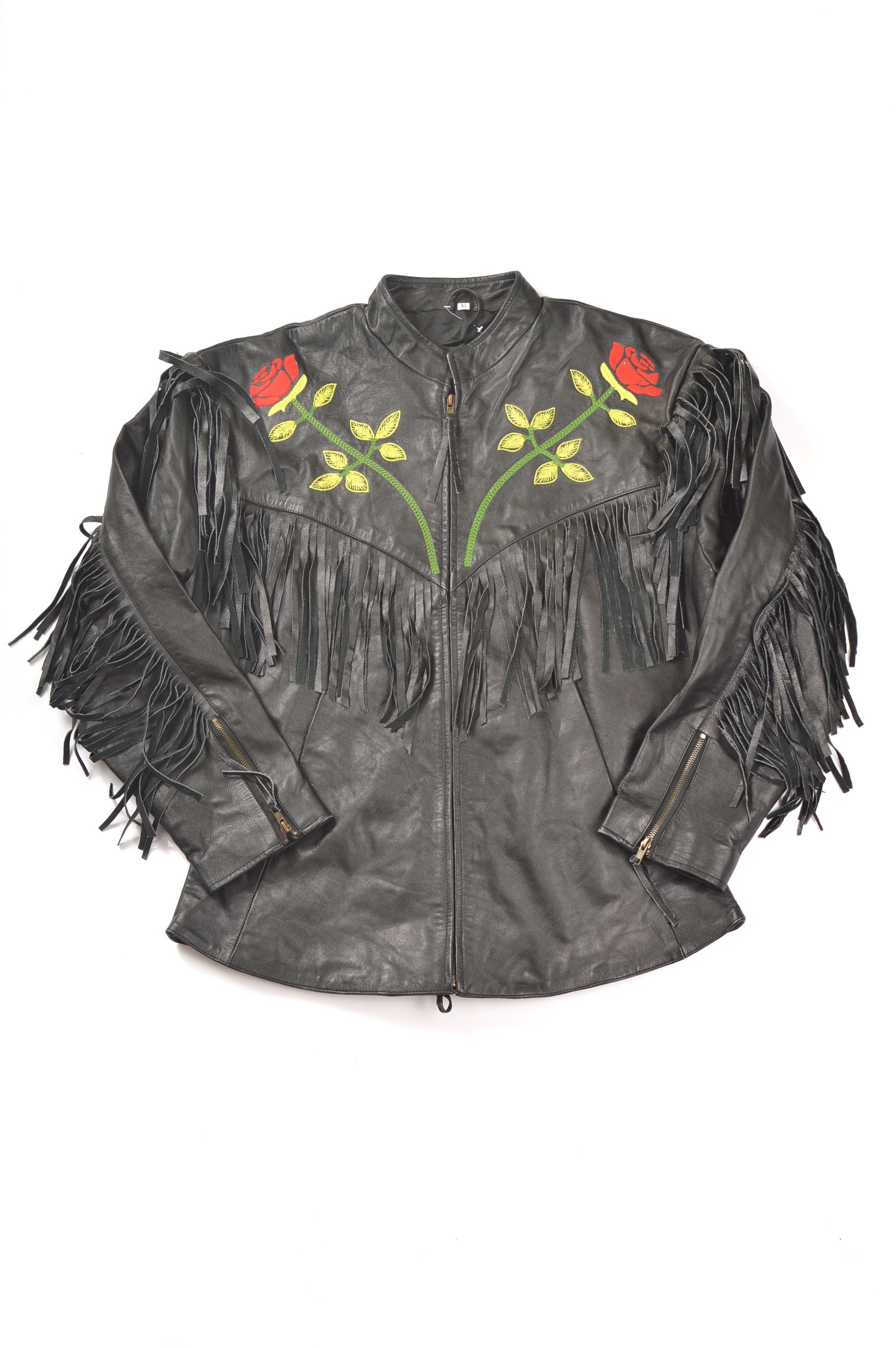 Vintage Vintage Fringed Biker Motorcycle Leather Jacket Size XL / US 12-14 / IT 48-50 - 1 Thumbnail