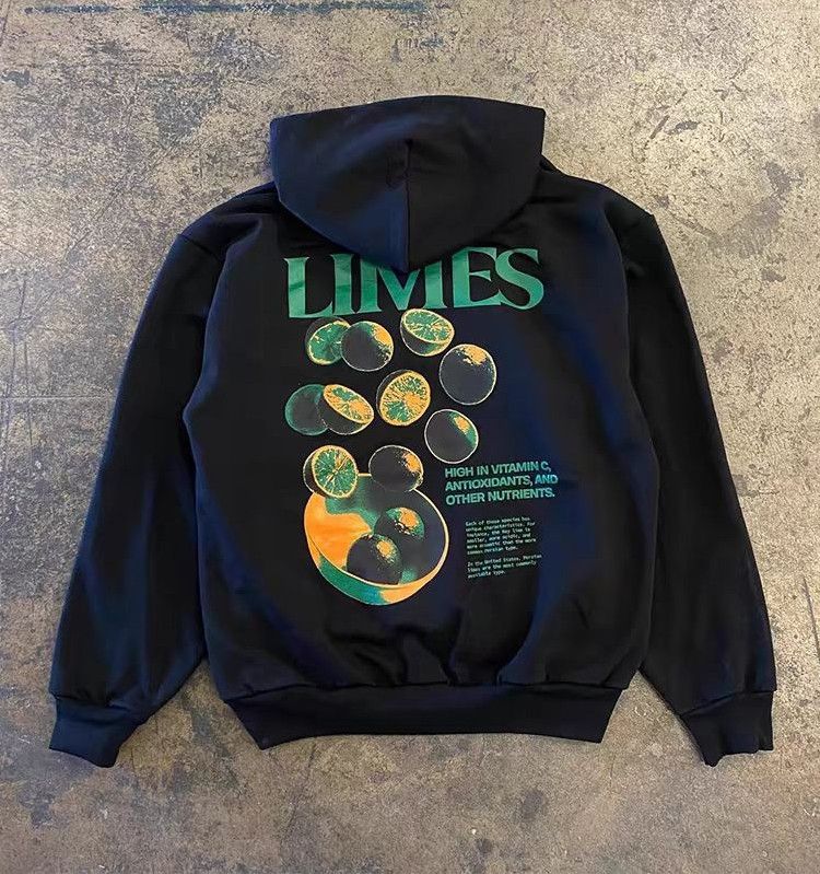 Vintage Lemon pattern loose retro trend y2k hoodie Size US L / EU 52-54 / 3 - 1 Thumbnail