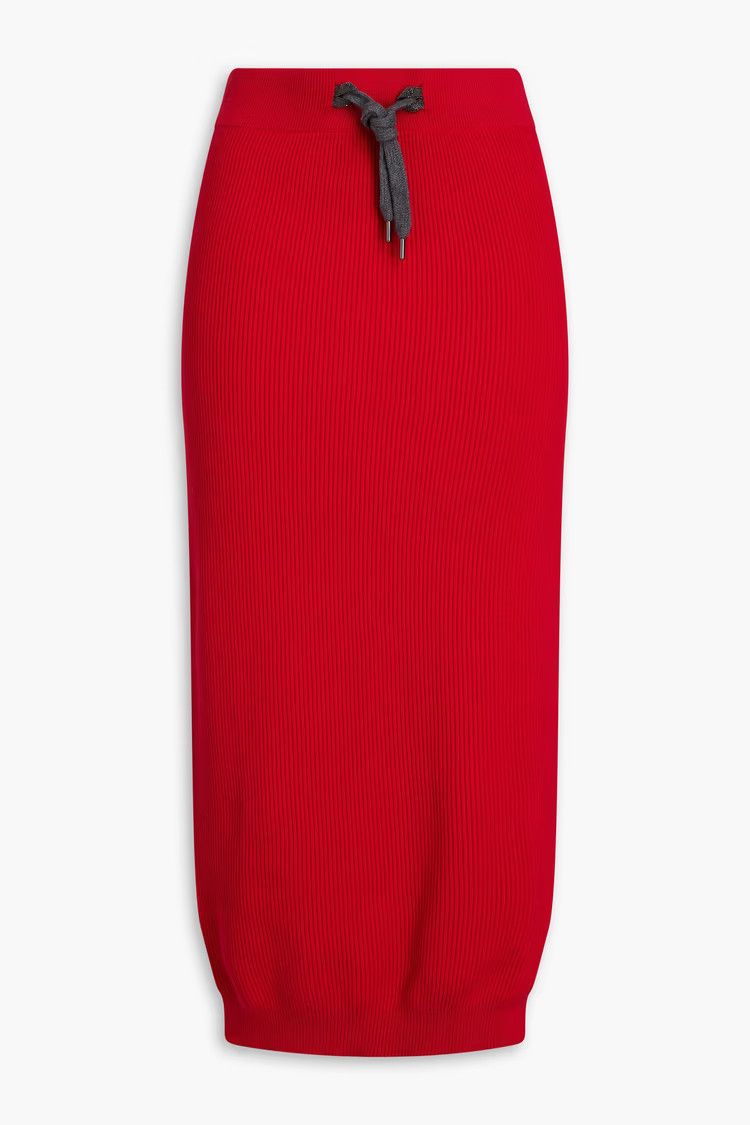 Brunello Cucinelli o1y0725 Midi Skirt in Red Size 27" / US 4 / IT 40 - 1 Thumbnail