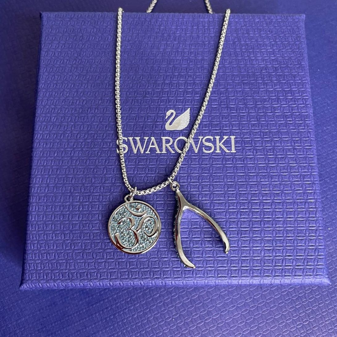 Swarovski Swarovski Unisex Om Blue Necklace Rhodium plated Size ONE SIZE - 2 Thumbnail