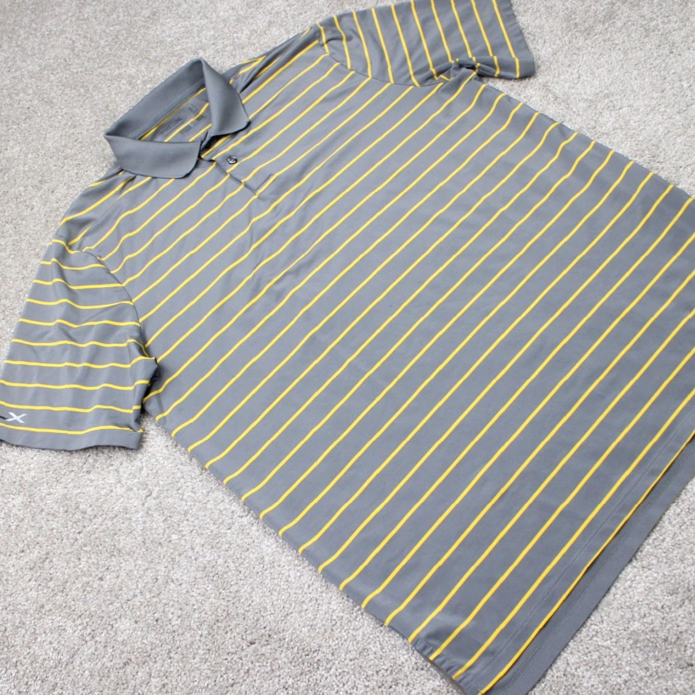 RLX Ralph Lauren RLX Ralph Lauren Polo Shirt Mens Large Gray/Yellow Striped Stretch Short Sleeve Polo Shirt Size US L / EU 52-54 / 3 - 5 Thumbnail