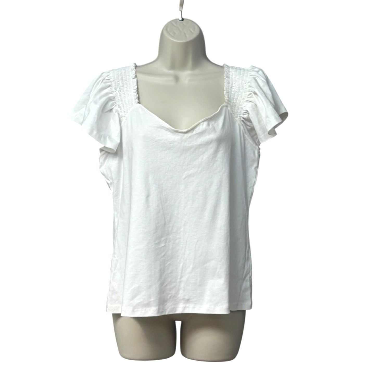 Other Catherine Malandrino Flutter-Sleeves Top, White, L Size L / US 10 / IT 46 - 1 Thumbnail