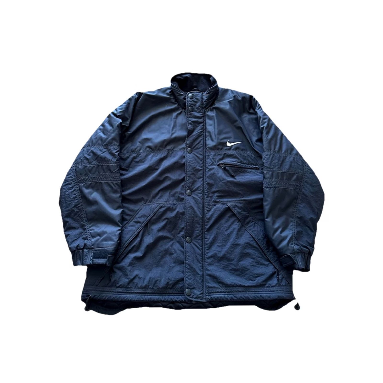 Nike VINTAGE Nike Swoosh Puffer Jacket Mens L Black Nylon Quilted Zip Mid-Length 90s Retro Bat/Workwear Size US L / EU 52-54 / 3 - 2 Thumbnail