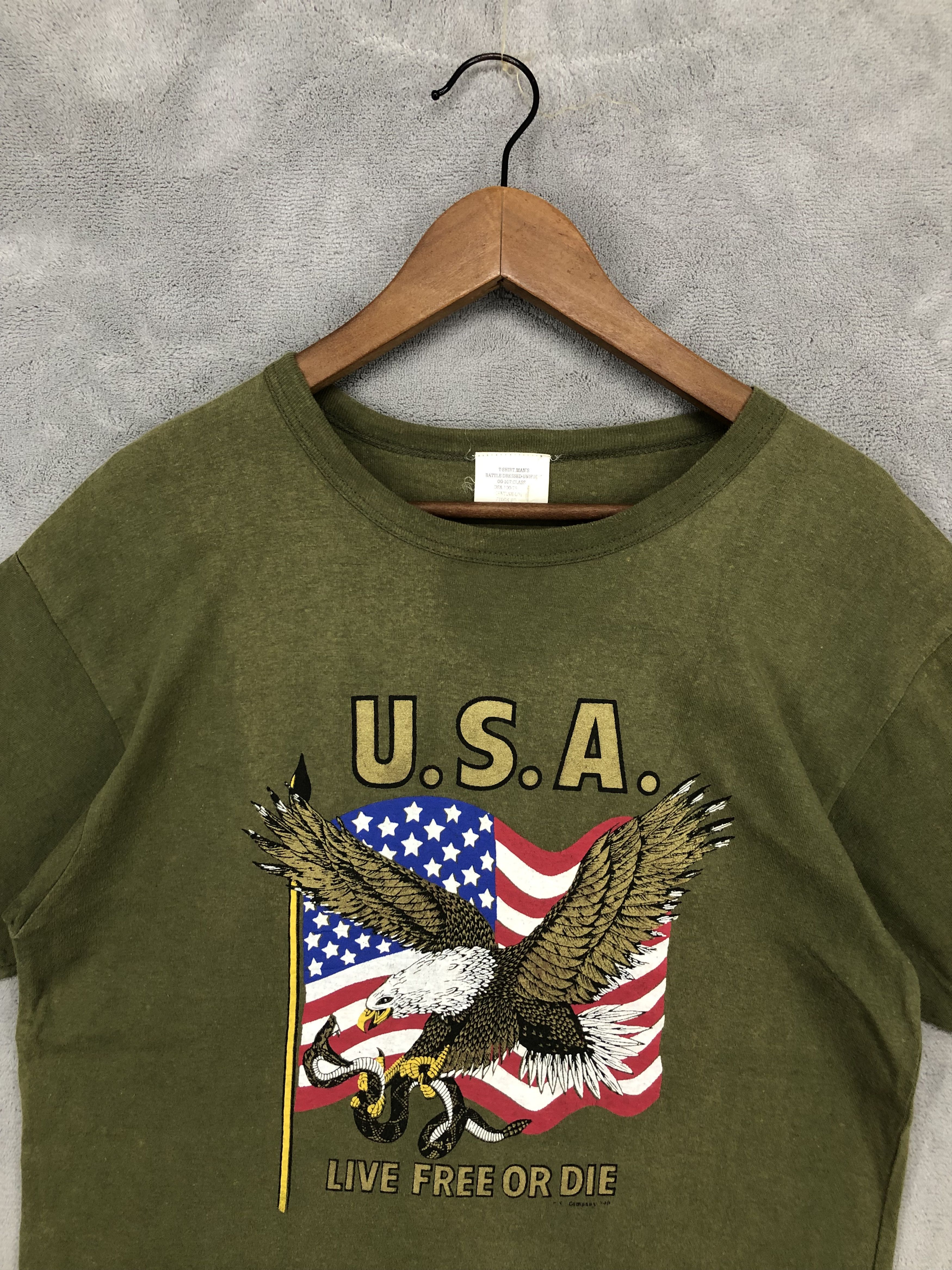Vintage Usa Live Free Or Die Eagle Flag T-Shirt