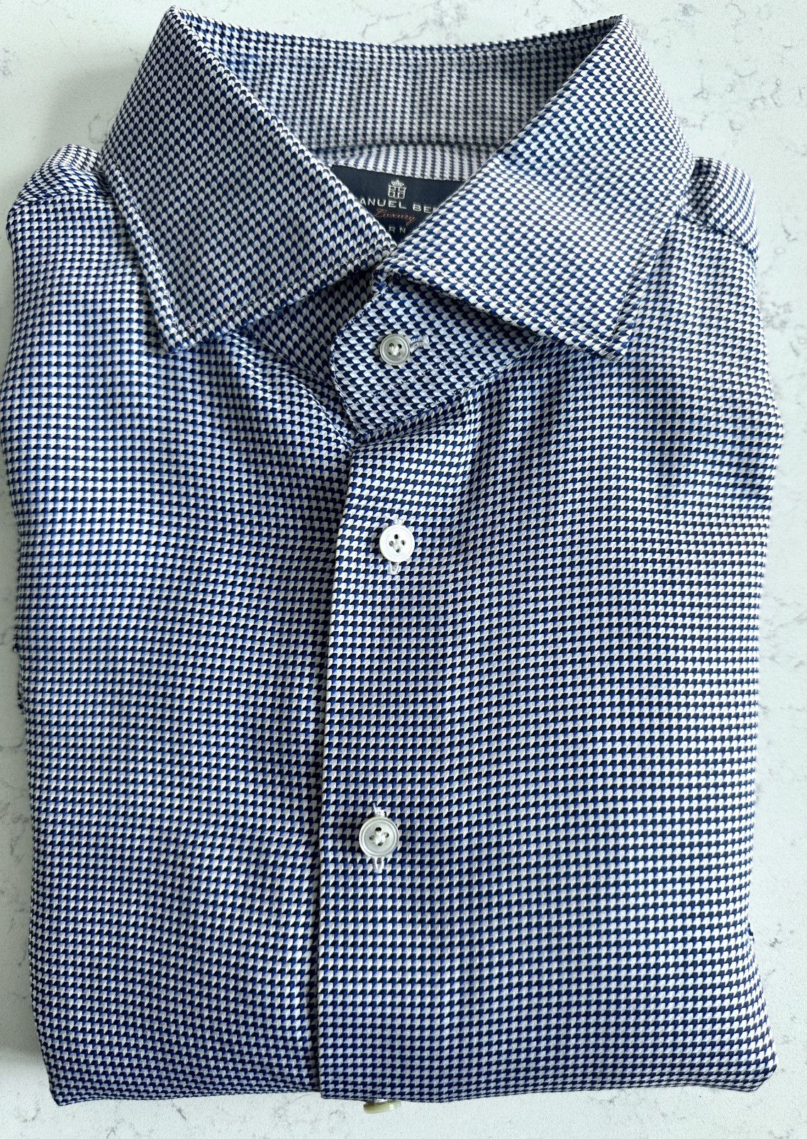 Other Emanuel Berg Dress Shirt – Blue/White Micro Pattern – 18/46 Size 46R - 1 Thumbnail