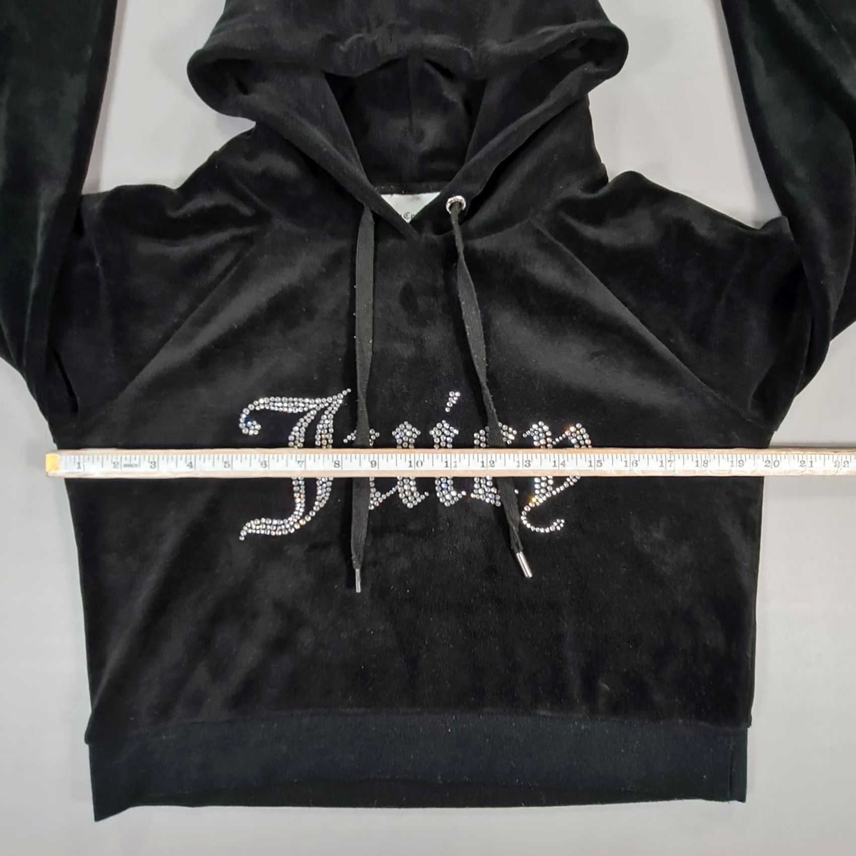 Juicy Couture Juicy Couture Hoodie Womens Black Large Cropped Logo Velvet Pullover Hooded Activewear Casual Ladies L Logo City Sports Size L / US 10 / IT 46 - 5 Thumbnail