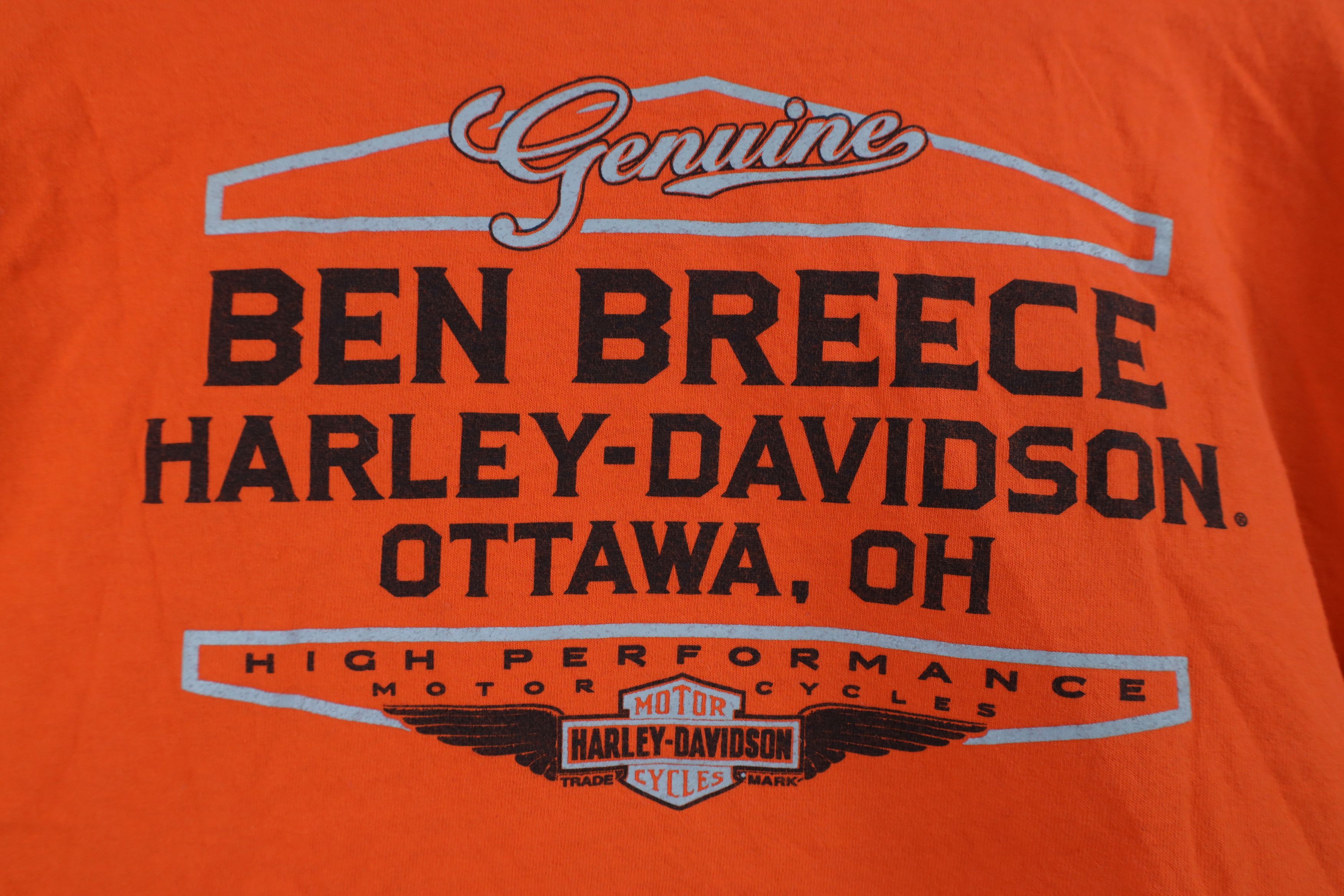 Harley Davidson × Vintage Y2K Harley Davidson Spell Out Long Sleeve T-Shirt Orange Size US XL / EU 56 / 4 - 10 Thumbnail