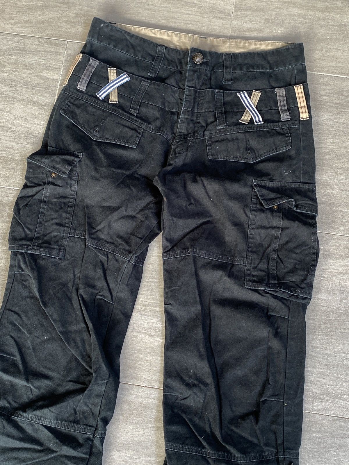 image of Seditionaries dominated Handcrafted Double Waist Black Cargo Pant, Men's (Size 31)