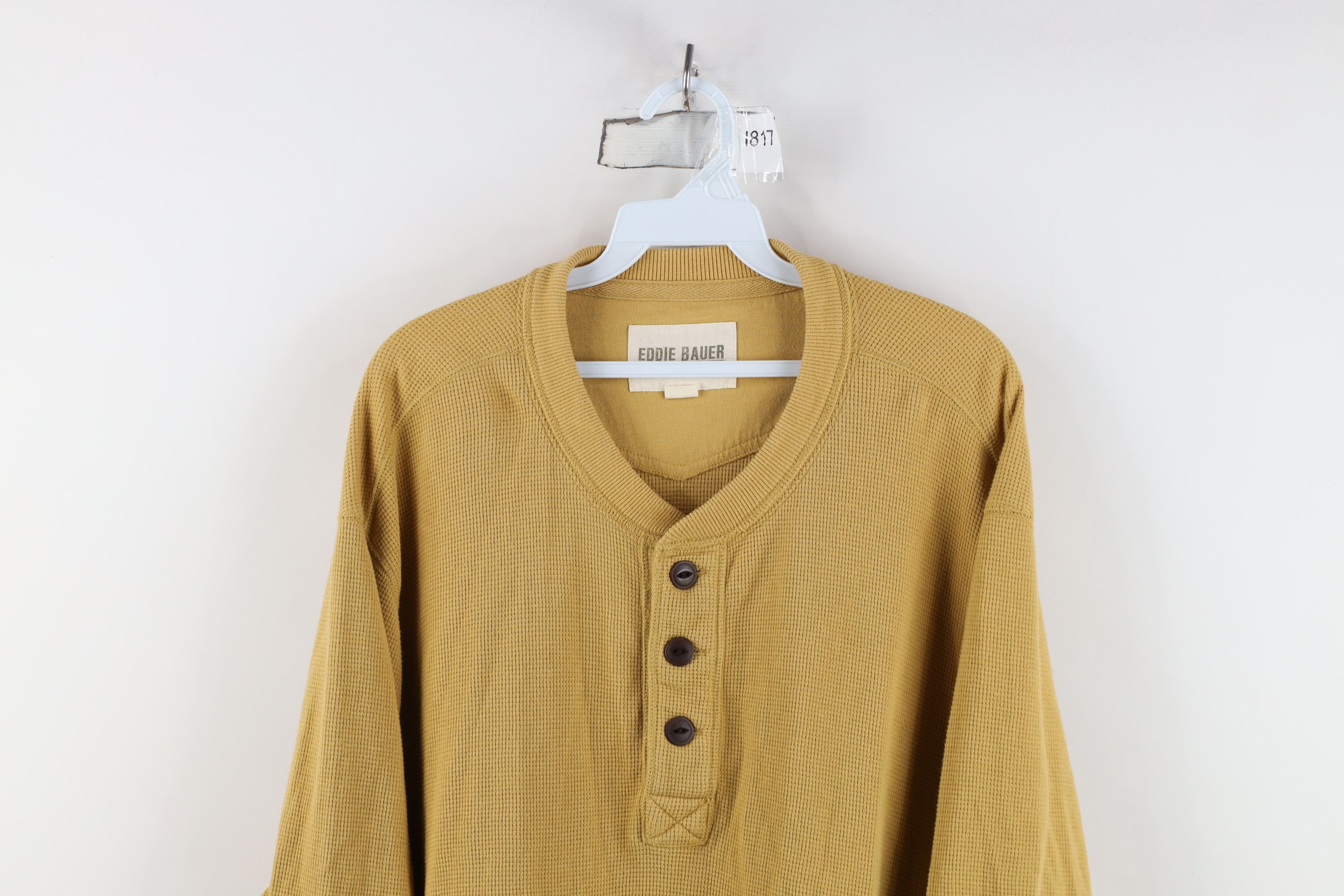 Eddie Bauer Vintage Eddie Bauer Waffle Knit Henley T-Shirt Yellow Size US XXL / EU 58 / 5 - 2 Thumbnail