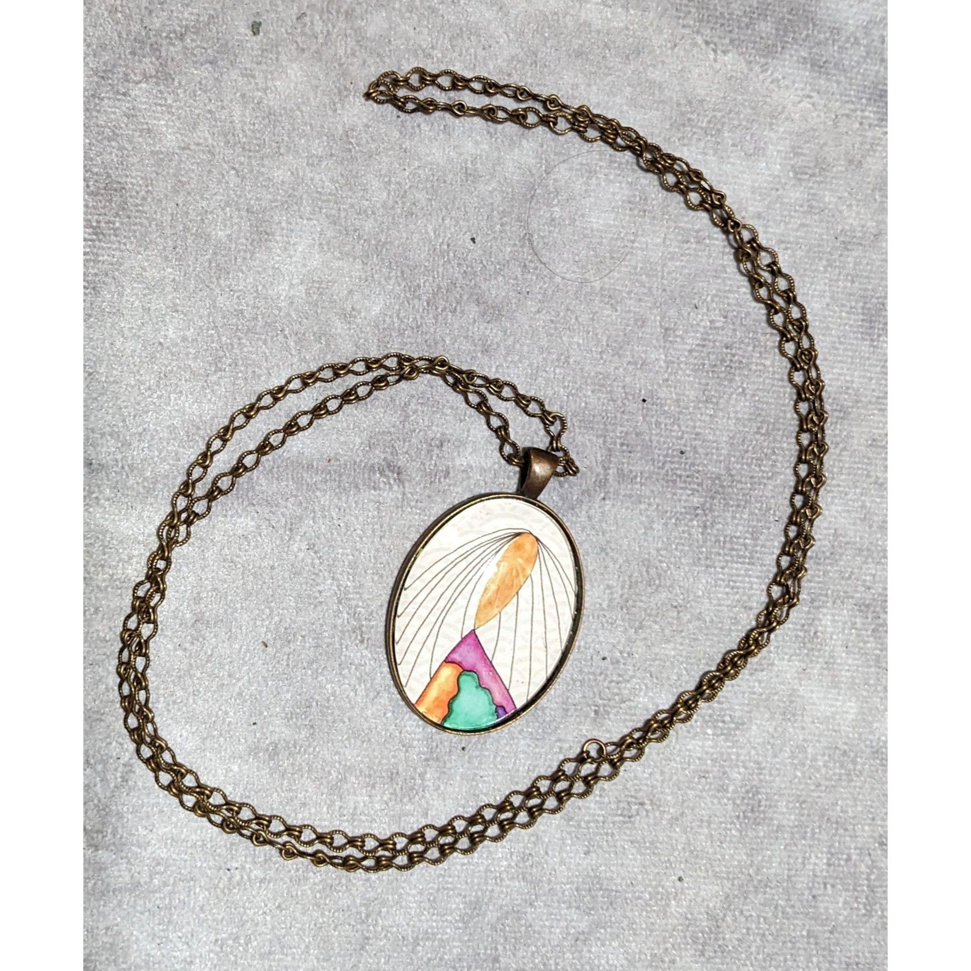 Other Abstract Art Print Oval Pendant Necklace Size ONE SIZE - 9 Thumbnail