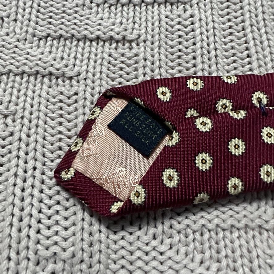 Paul Stuart Paul Stuart maroon floral geometric print silk tie Size ONE SIZE - 4 Thumbnail