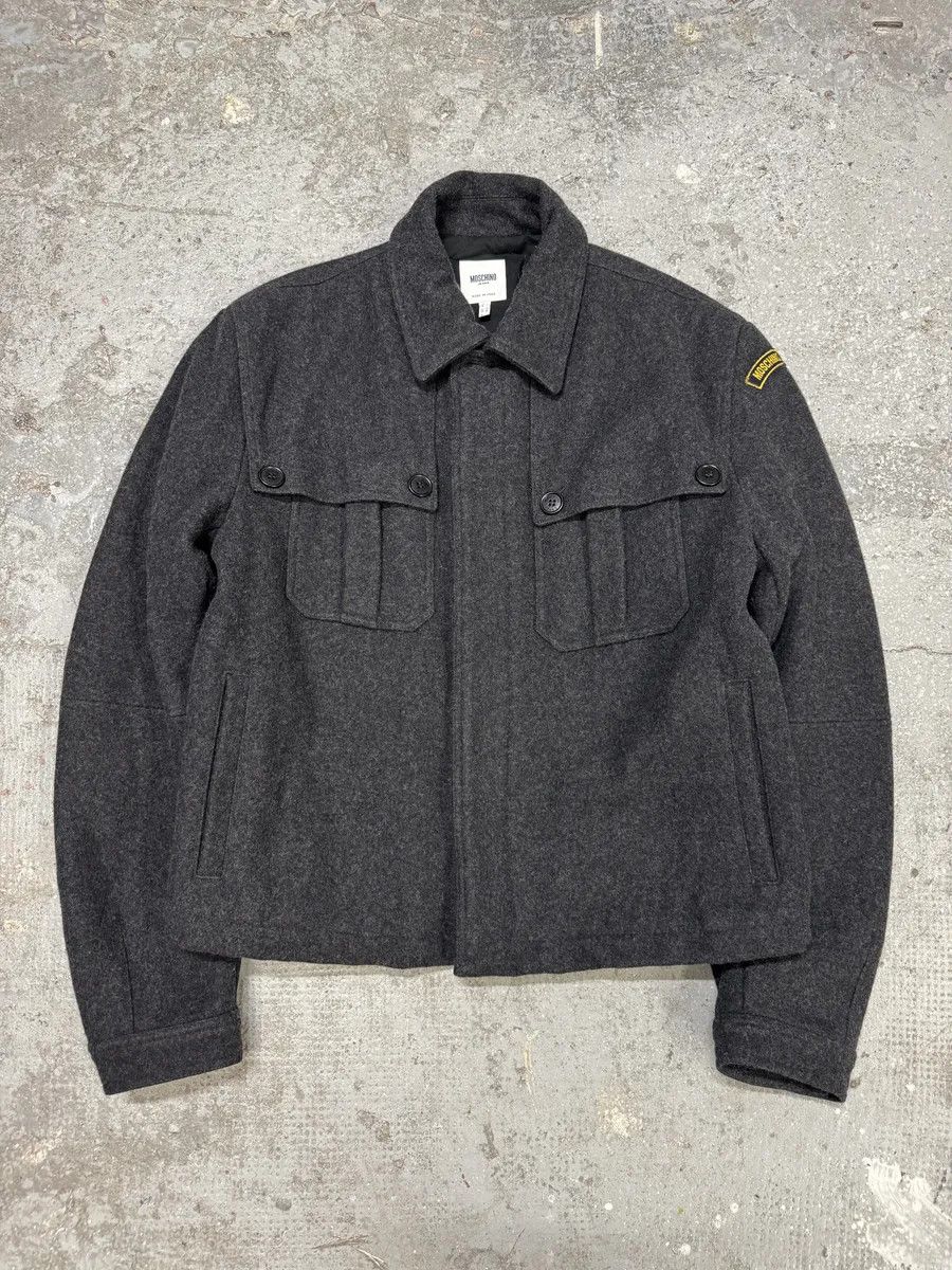 Moschino 2000s Moschino Grey Wool Bomber Jacket Size US L / EU 52-54 / 3 - 4 Thumbnail