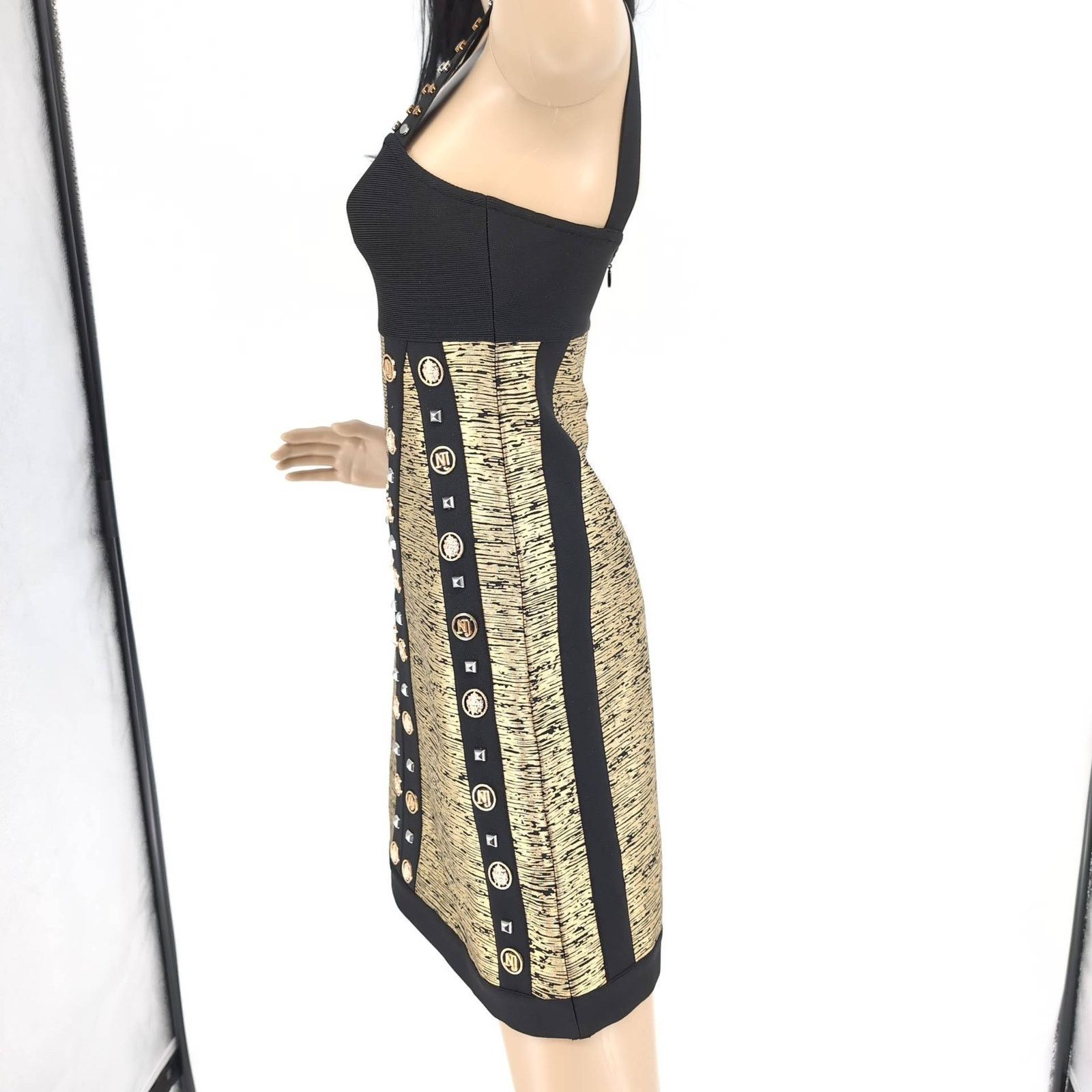 Other Barok Paris NJ Couture Black Gold NWT A Line Mini Dress Sz S Size S / US 4 / IT 40 - 7 Thumbnail
