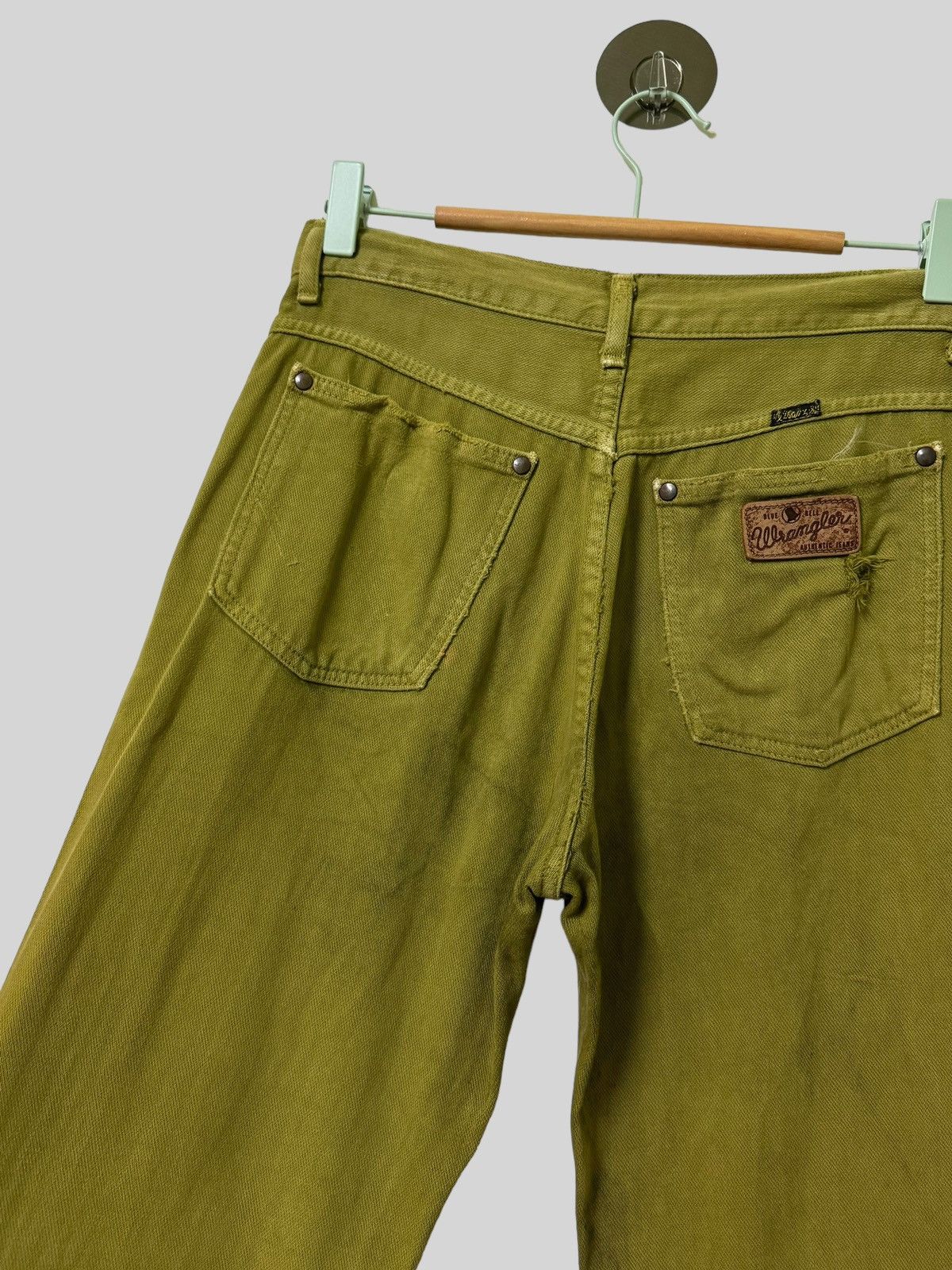 Japanese Brand FLARE BLUE BELL LADY WRANGLER GREEN BOOY CUT JEANS Size US 28 / EU 44 - 17 Thumbnail