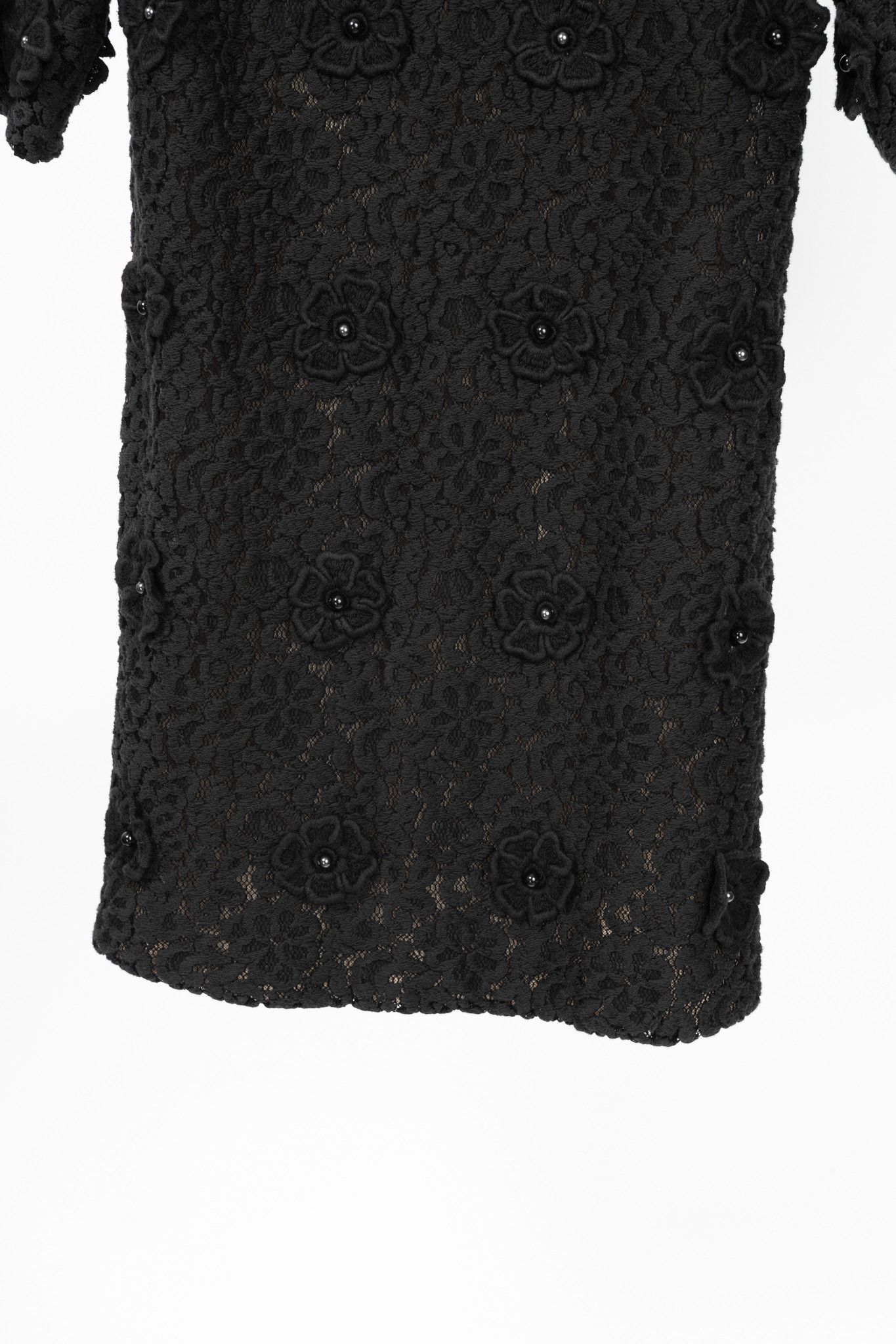 Chloe Chloe AW12 Black Macrame-Lace Floral-Applique Mini Dress Size S / US 4 / IT 40 - 7 Thumbnail