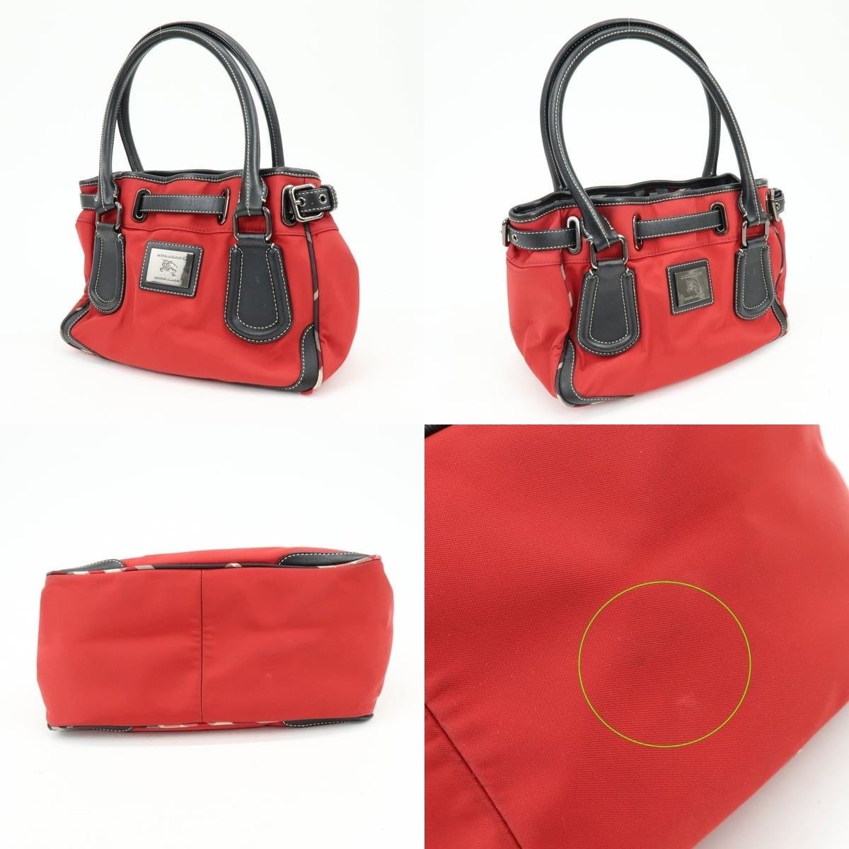 Burberry Burberry Blue Label Nova Plaid Nylon Leather Tote Red Size ONE SIZE - 3 Thumbnail