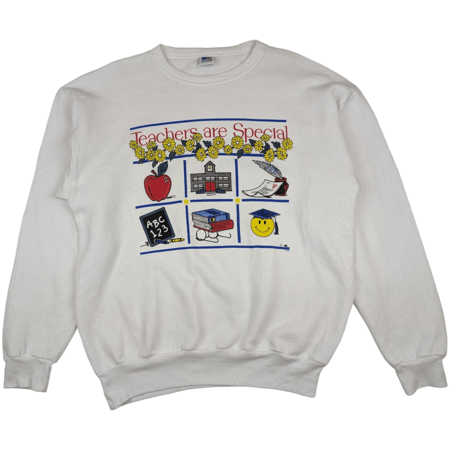 American Apparel Vintage 90's TEACHER'S DAY Graduation Jumper Sweatshirt Size US L / EU 52-54 / 3 - 2 Thumbnail