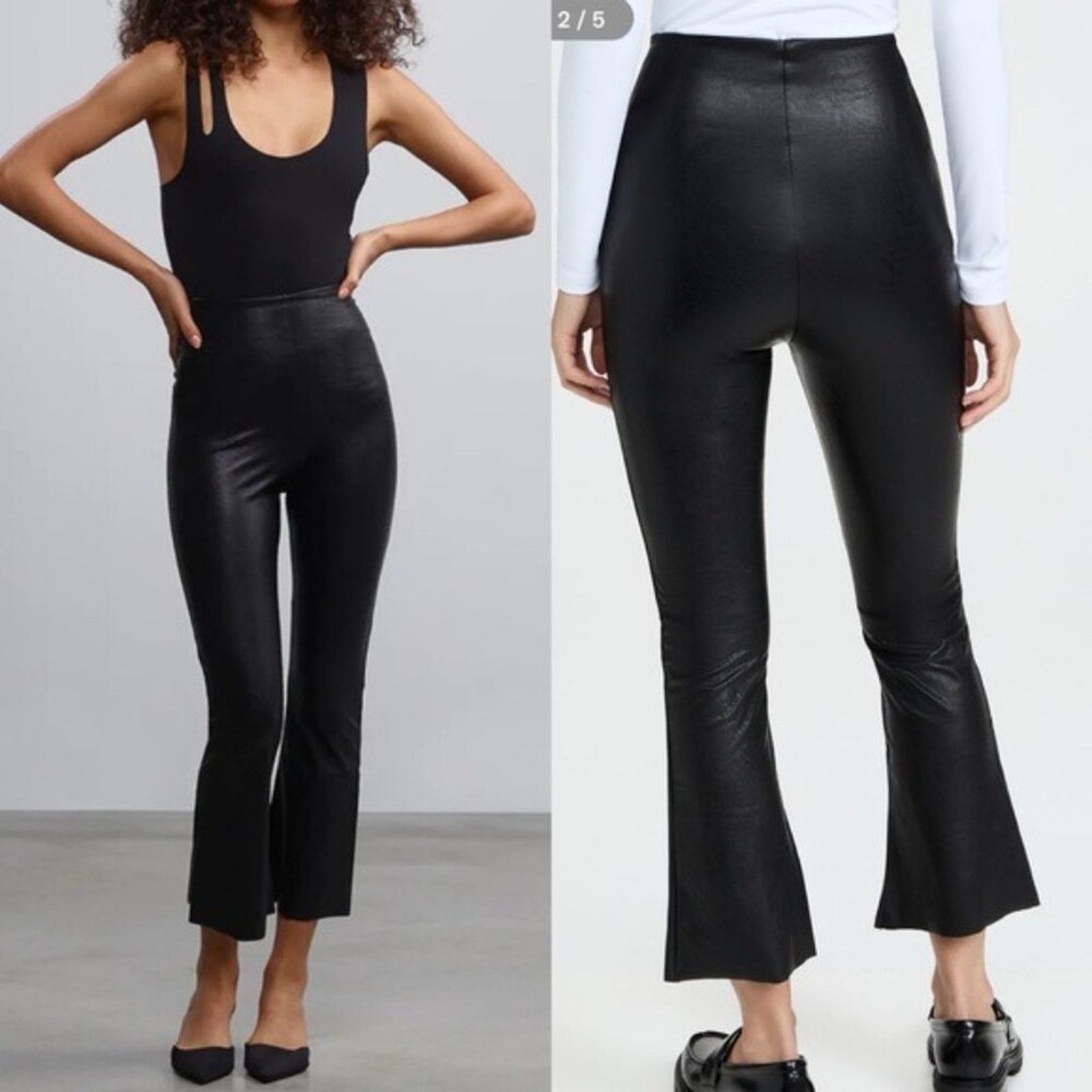 Commando Commando Faux Leather Crop Flare Pants M Black High Legging Size 26" / US 2 / IT 38 - 8 Thumbnail