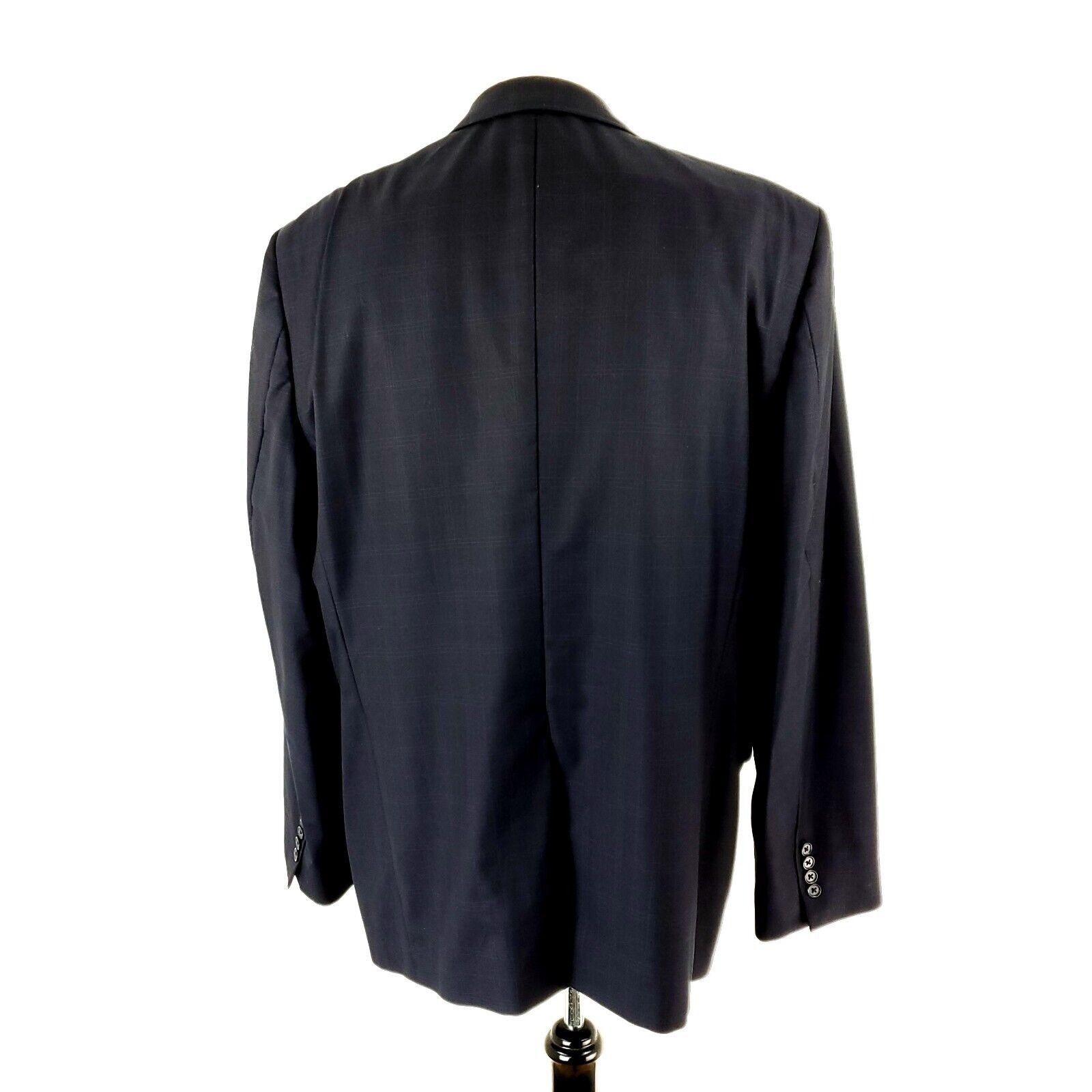 Hart Schaffner Marx Hart Schaffner Marx Wool 2 Button Blazer 46R Blue Windowpane Size 46R - 5 Thumbnail