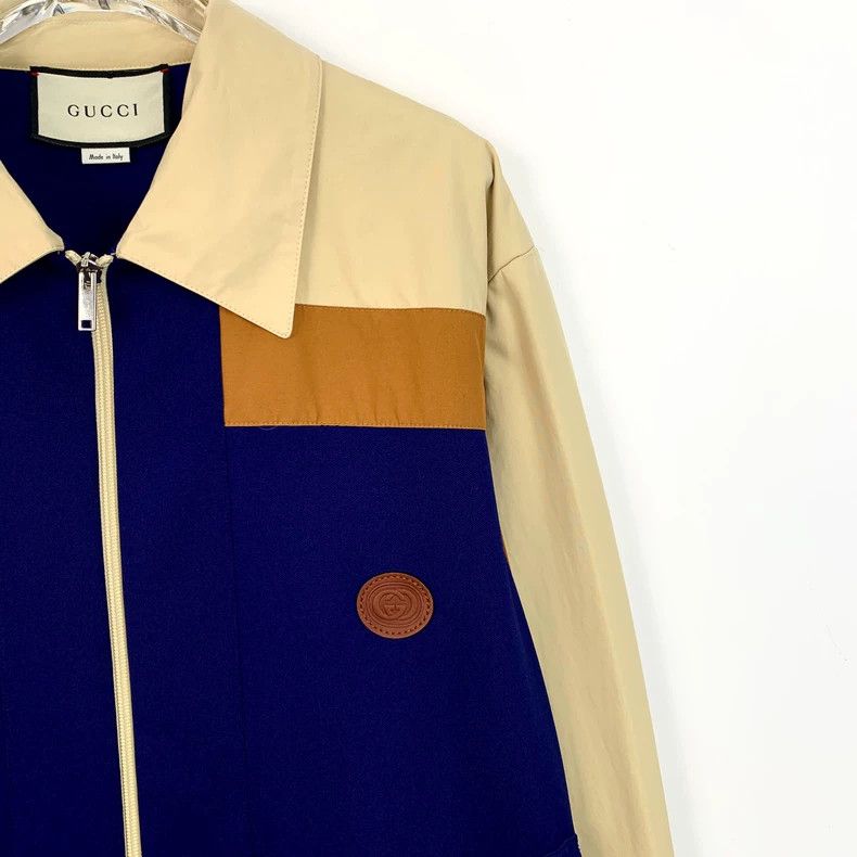 Gucci Gucci Color block logo lapel long-sleeved zipper jacket 250 Size US L / EU 52-54 / 3 - 3 Thumbnail
