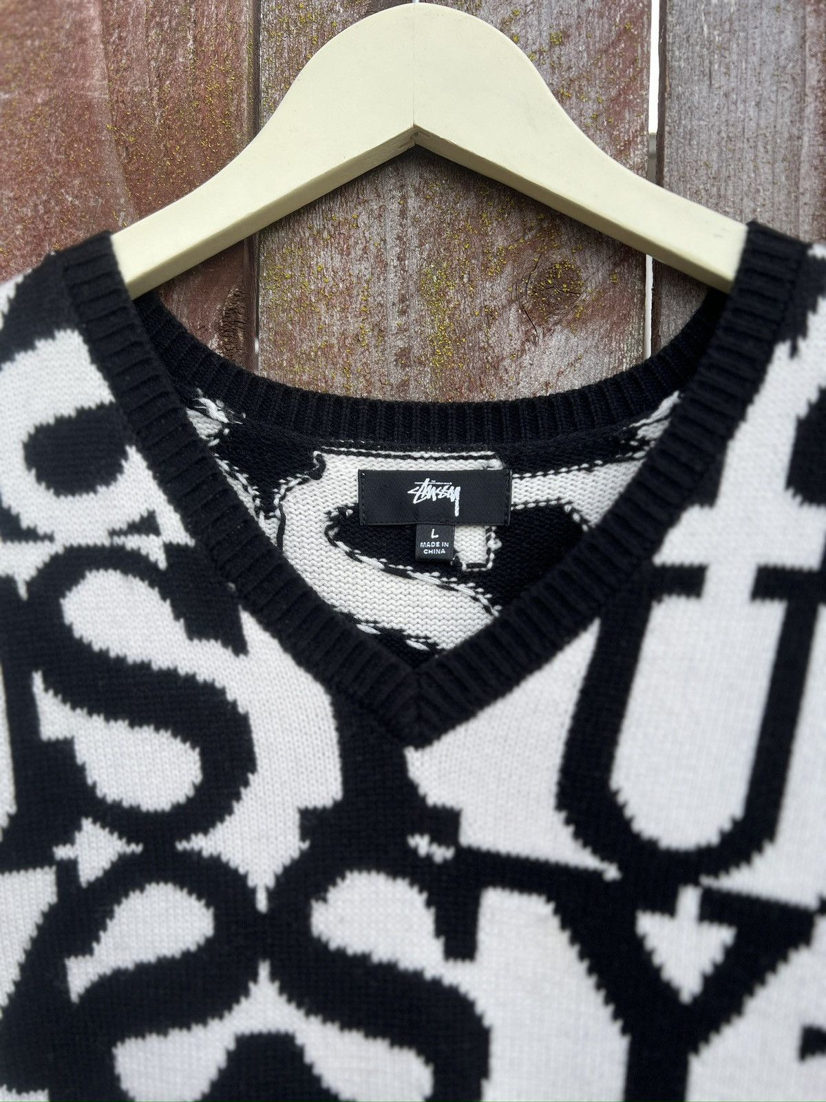 Stussy RARE Stüssy Stacked Sweater Vest ‘Ivory’ Black /White Size US L / EU 52-54 / 3 - 2 Thumbnail