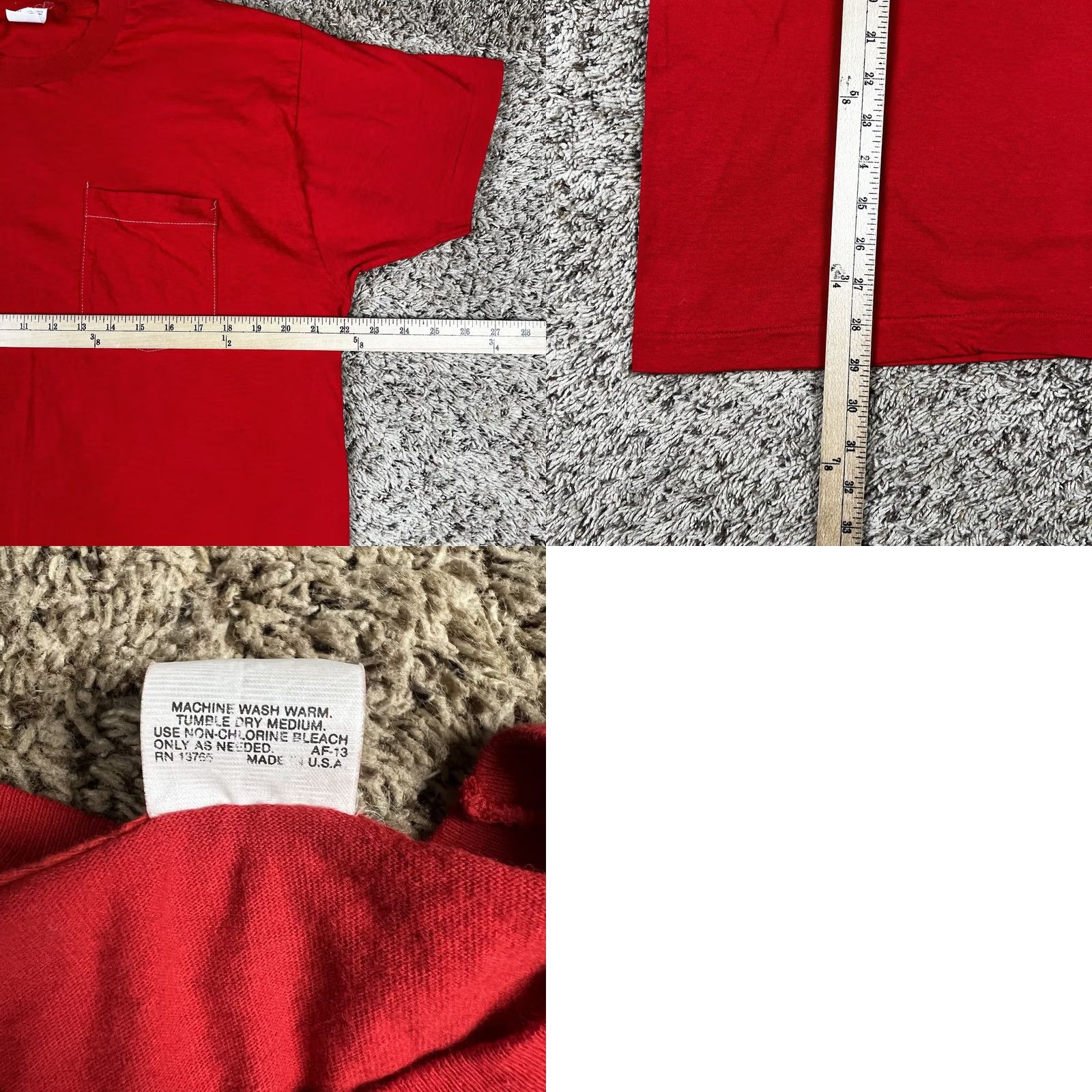 Fruit Of The Loom VINTAGE Fruit Of The Loom Shirt Selvedge Pocket 90s Red 100% Cotton Large Unisex Adults Short Sleeve Crew Neck T-Shirt Mens Womens Size US L / EU 52-54 / 3 - 8 Thumbnail