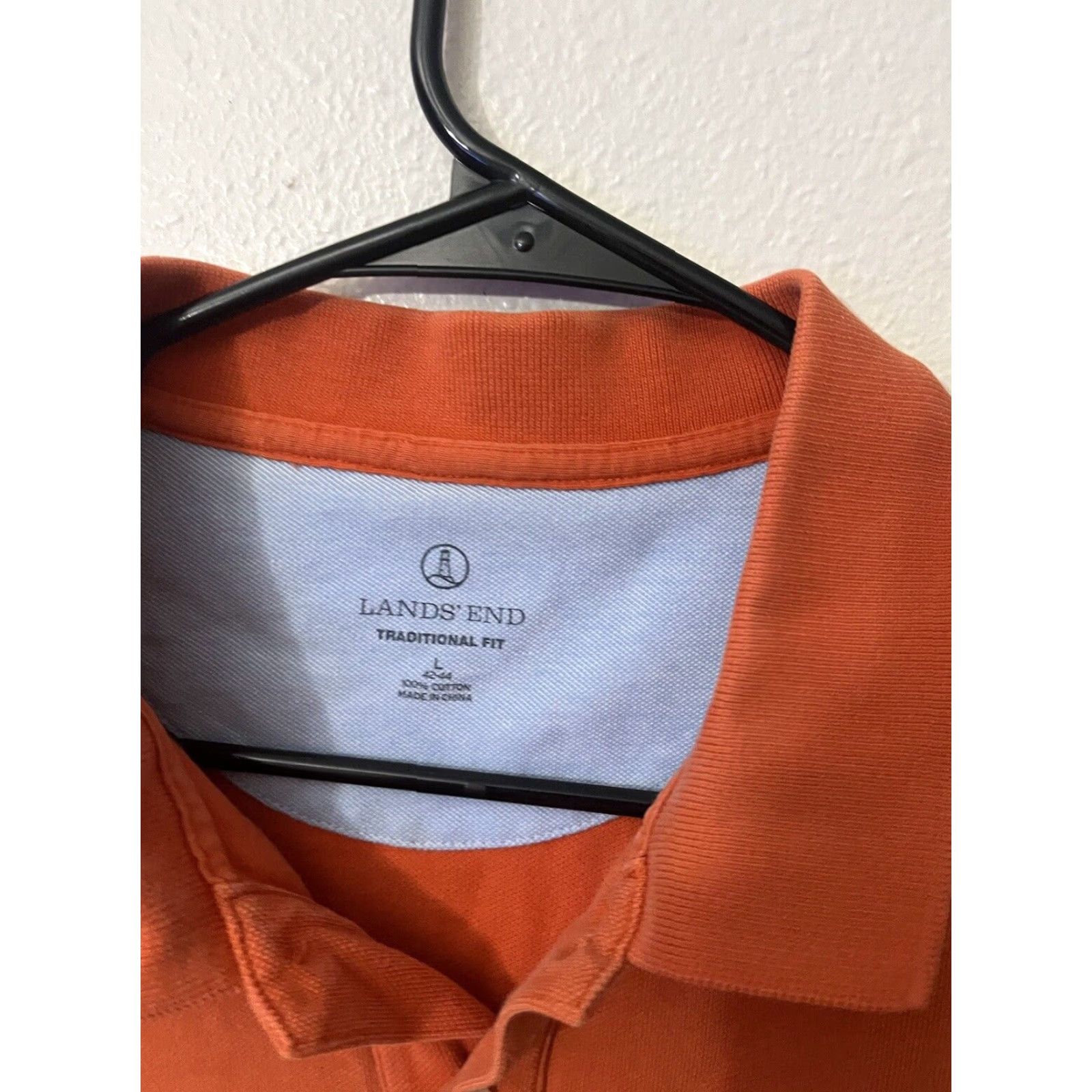 Lands' End Lands End Mens Shirt Size Large Orange Short Sleeve Traditional Fit Polo 90s Mens Size US L / EU 52-54 / 3 - 2 Thumbnail