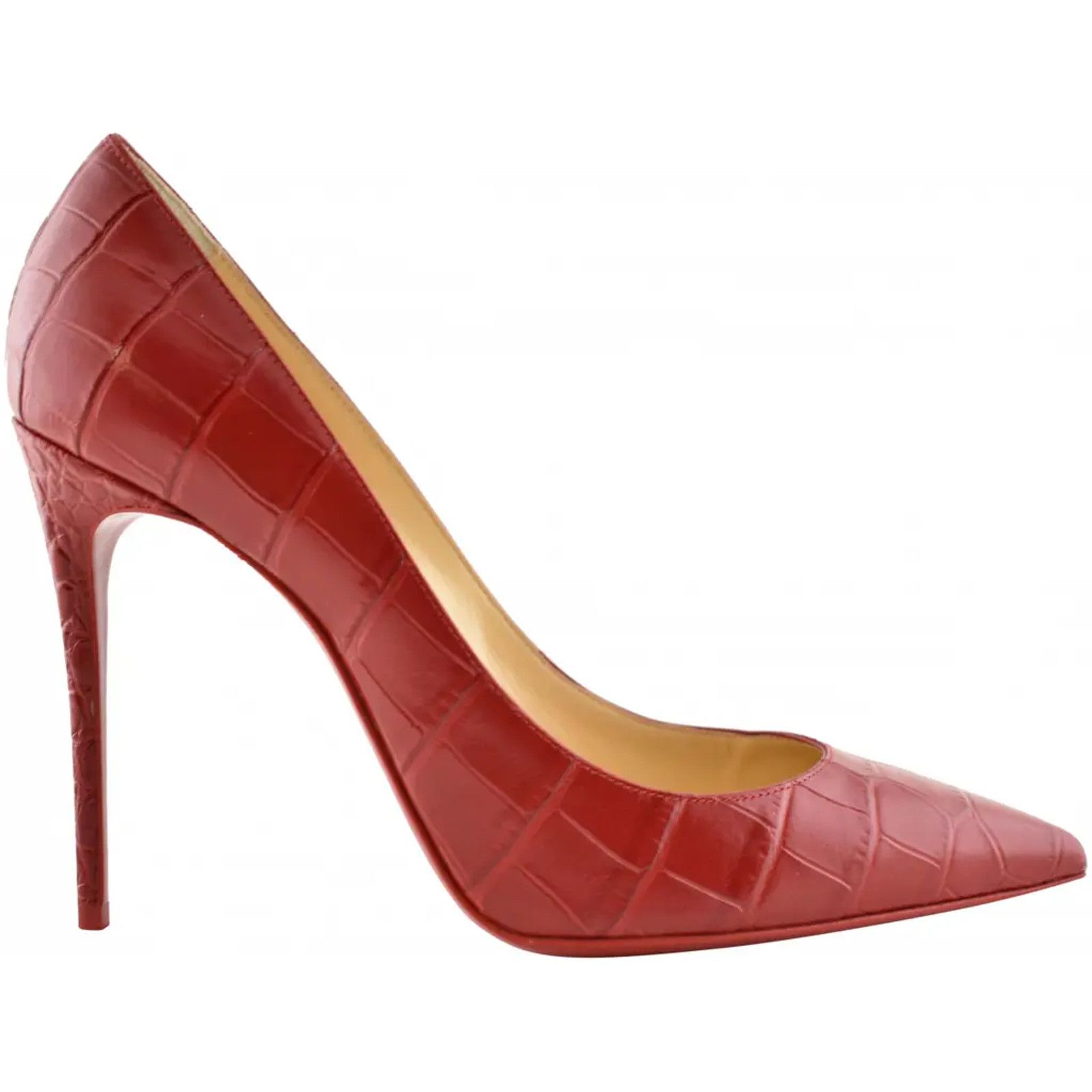 Christian Louboutin Christian Louboutin Kate 100 Loubi Red Calf Ali Croc Pointed Size US 8.5 / IT 38.5 - 1 Thumbnail