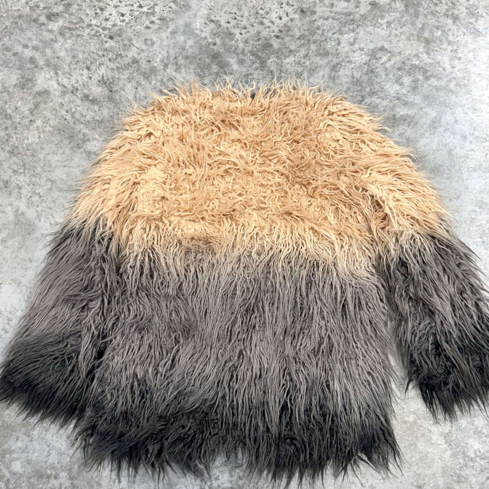Show Me Your MuMu Show Me Your Mumu Jacket Womens M Tan Gray Faux Fur Shaggy Ombre Coat Size M / US 6-8 / IT 42-44 - 6 Thumbnail