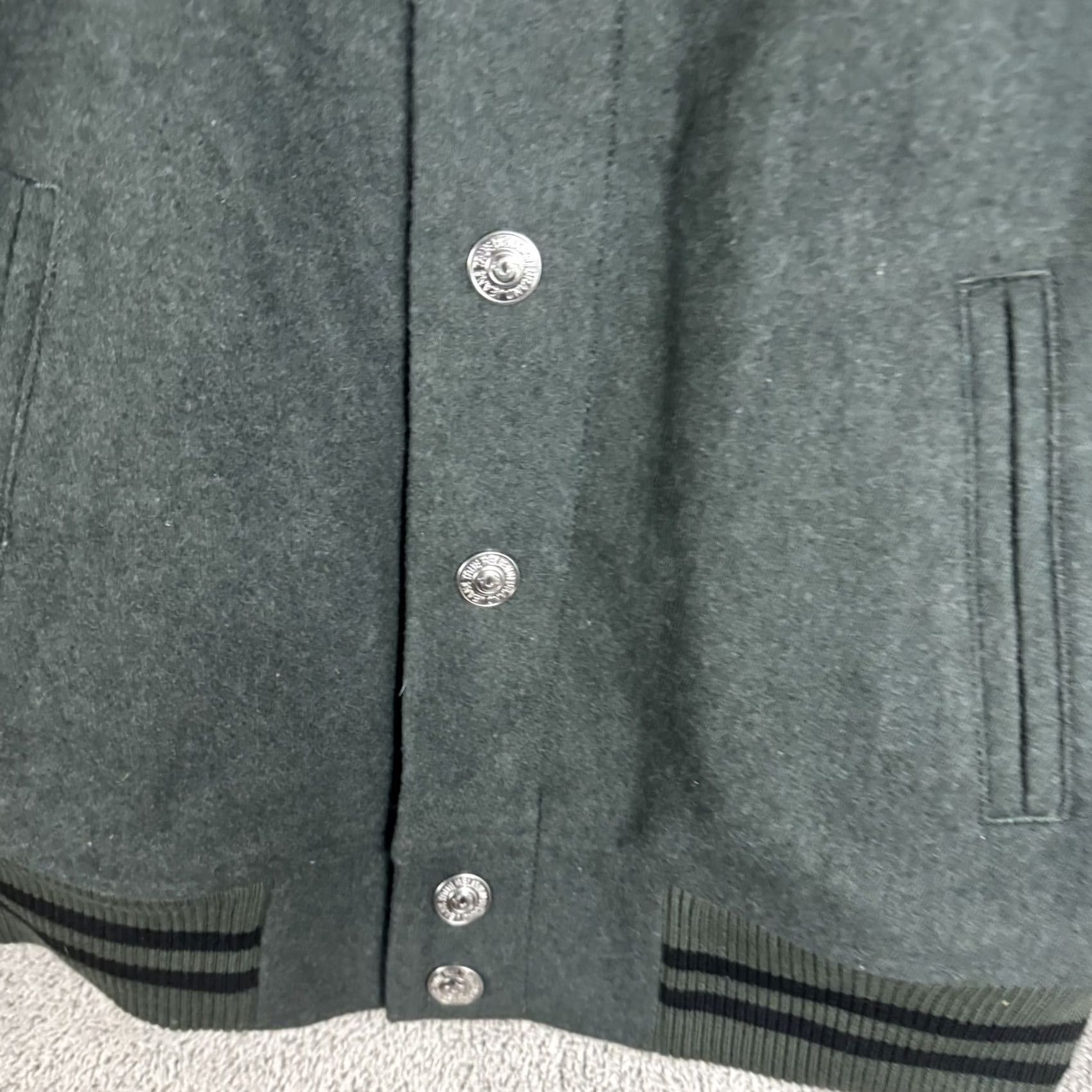 True Religion True Religion Jacket Mens Small Green Wool Varsity Snap Front Back Logo Graphic Size US S / EU 44-46 / 1 - 4 Thumbnail