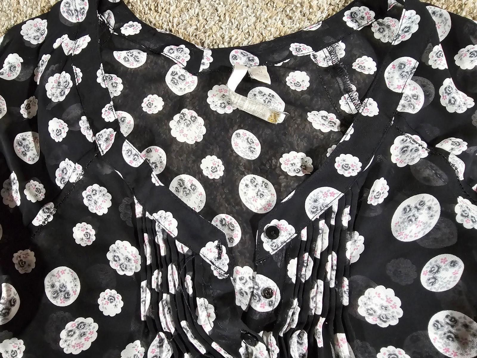 Other Lauren Conrad Floral Black Sheer Top Size M / US 6-8 / IT 42-44 - 2 Thumbnail