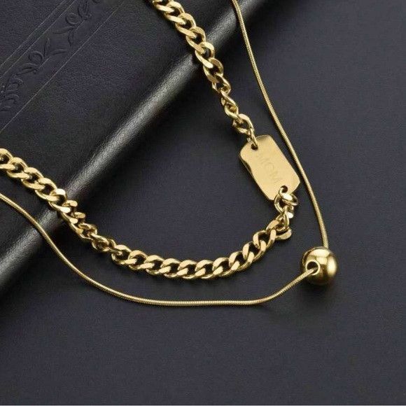 Other Women Stainless Steel Double Layer Necklace Size ONE SIZE - 2 Thumbnail