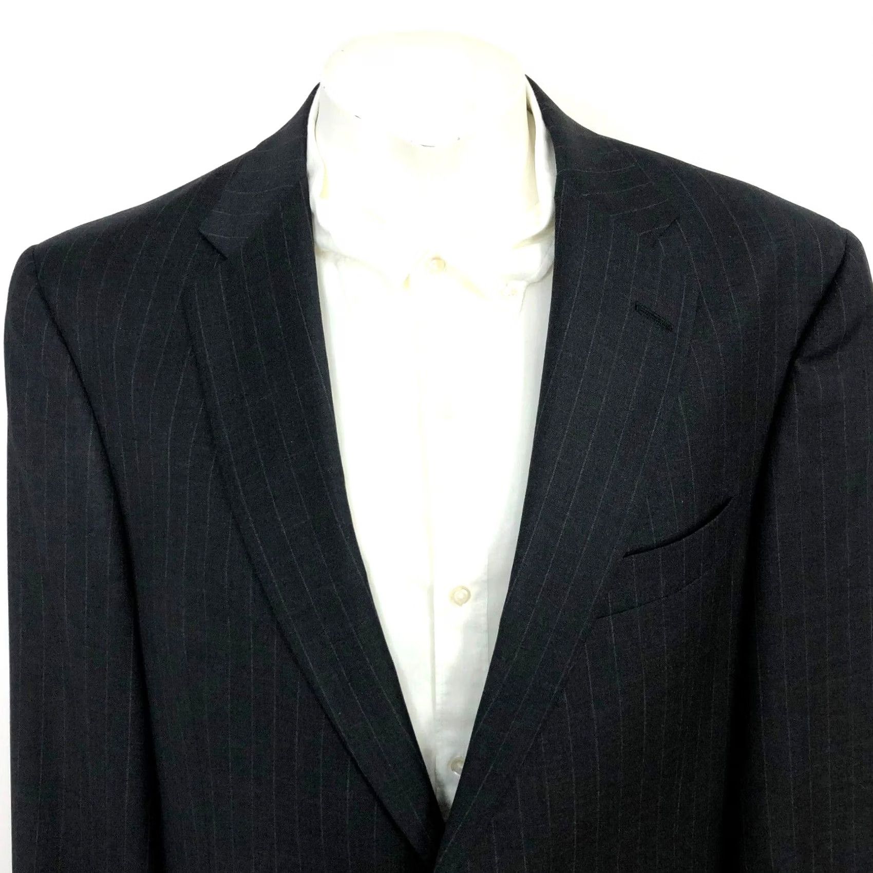 Hart Schaffner Marx Hart Schaffner Marx 100% Wool Two Button Sport Suit Coat Jacket Dark Gray Coat Men 43 Regular Notch Lapel Wool Suit Jacket Size 46R - 2 Thumbnail