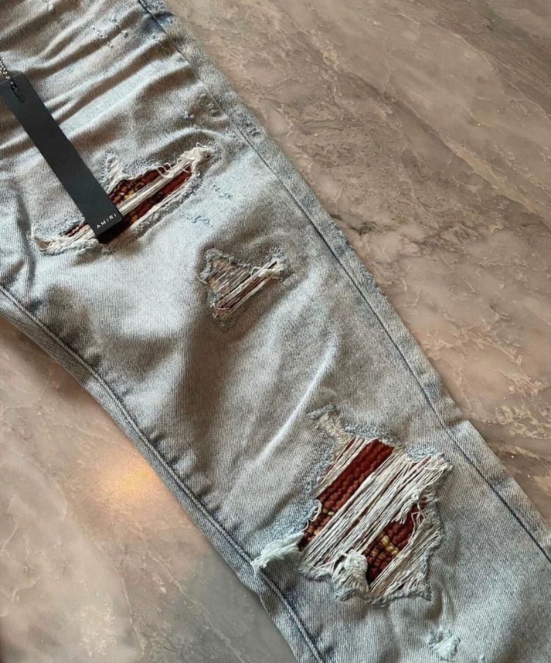 Amiri Amiri limited edition pattern patched blue denim pants Size US 29 - 2 Thumbnail