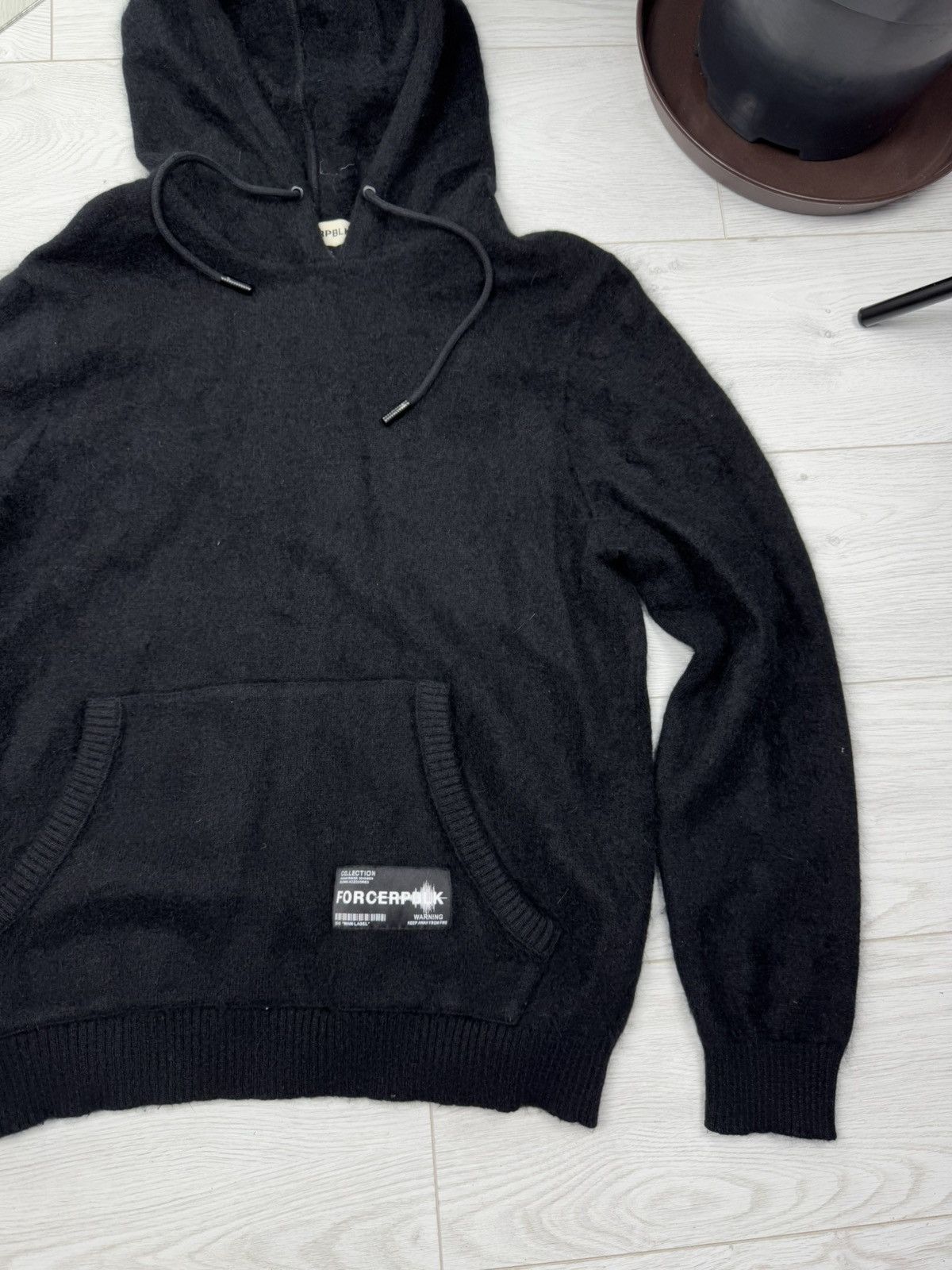Japanese Brand Forcerepublik Black Wool Hoodie Oversized Size US XXL / EU 58 / 5 - 7 Thumbnail