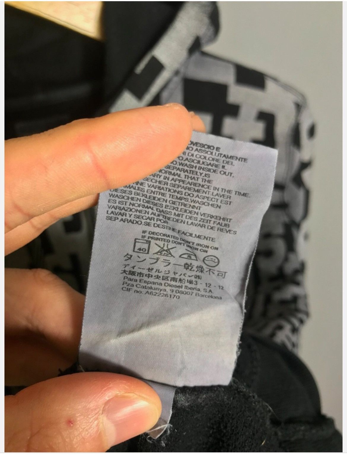 Designer × Diesel × Vintage Diesel MONOGRAM HOODIE Black Grey Mens y2k casual Size US M / EU 48-50 / 2 - 9 Thumbnail