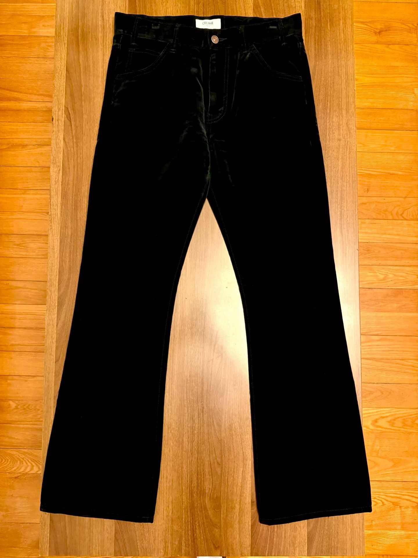 Celine celine black velvet flared trousers Size US 29 - 1 Thumbnail