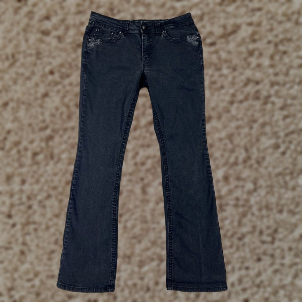 Vintage Shyanne Jeans Bootcut Denim Black 32 Womens Cotton Stretch Embroidered 5-Pocket Inseam 31 Size 24" / US 00 / IT 34 - 1 Thumbnail