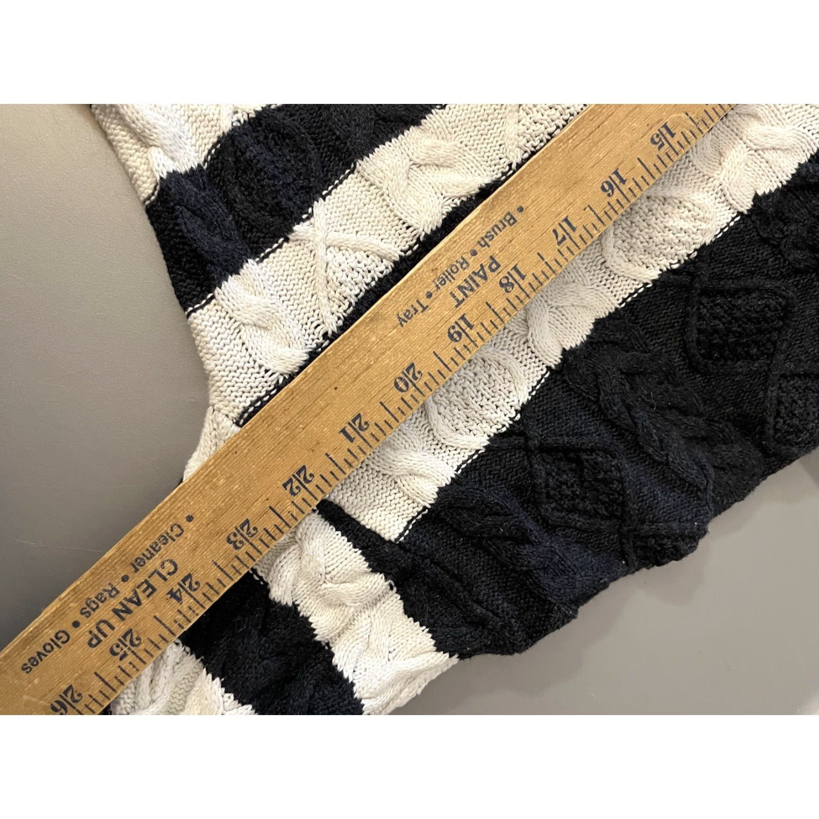 Vintage Tahari Sweater Women S White Black Striped Mock Neck Cable Knit 100% Cotton Size S / US 4 / IT 40 - 5 Thumbnail