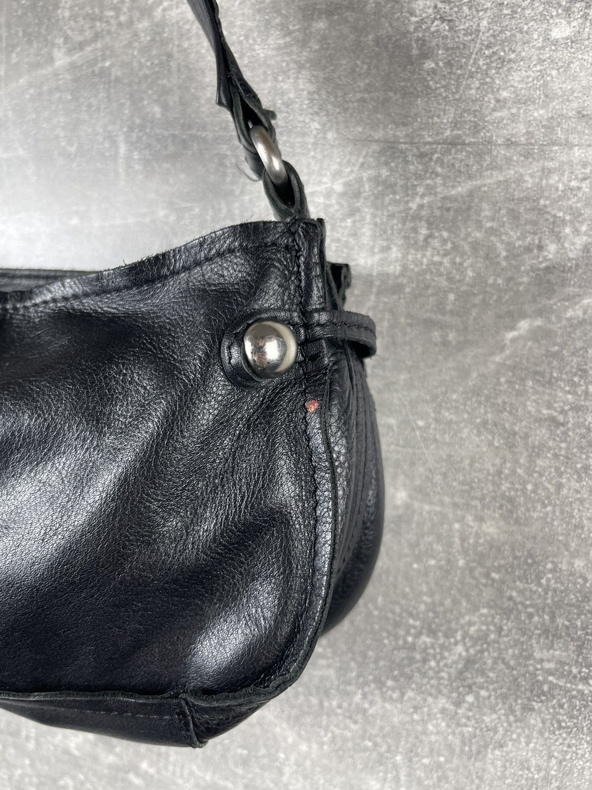 Sisley Black Leather Baguette Shoulder Bag Y2K 00s Rectangular Size ONE SIZE - 5 Thumbnail