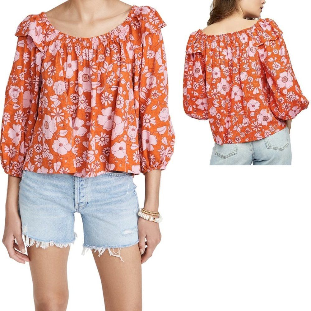 Free People NWT New $98 Free People Miss Daisy Printed Cotton Top Size Size XS / US 0-2 / IT 36-38 - 1 Thumbnail