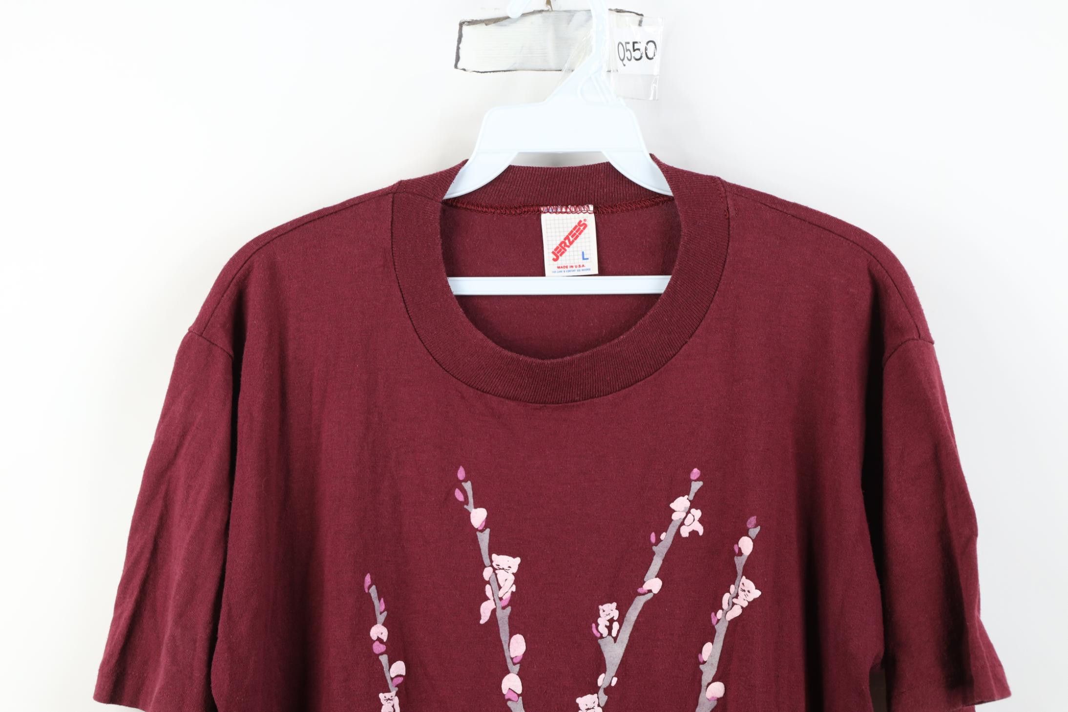 Vintage Vintage 90s Streetwear Cherry Blossom Tree Cat T-Shirt Size L / US 10 / IT 46 - 2 Thumbnail